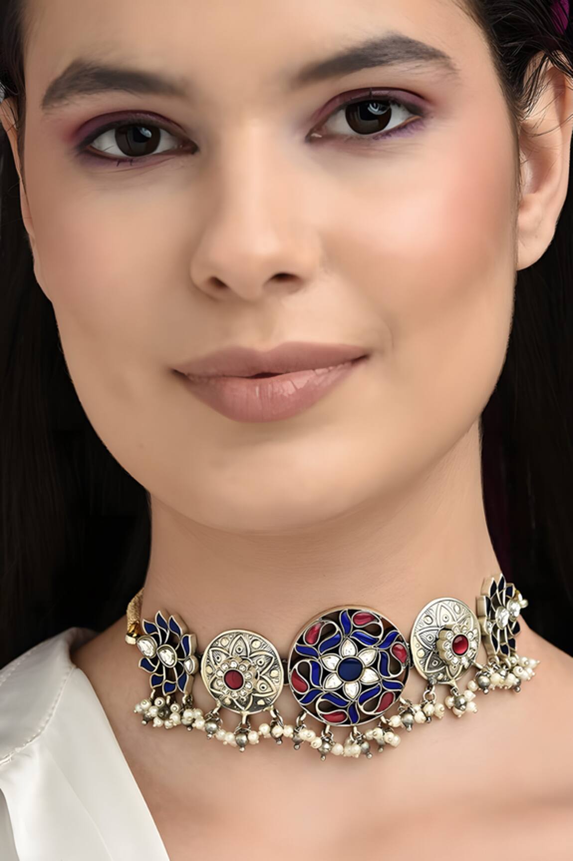 Mero Jewellery Kundan & Beads Handcrafted Choker Necklace
