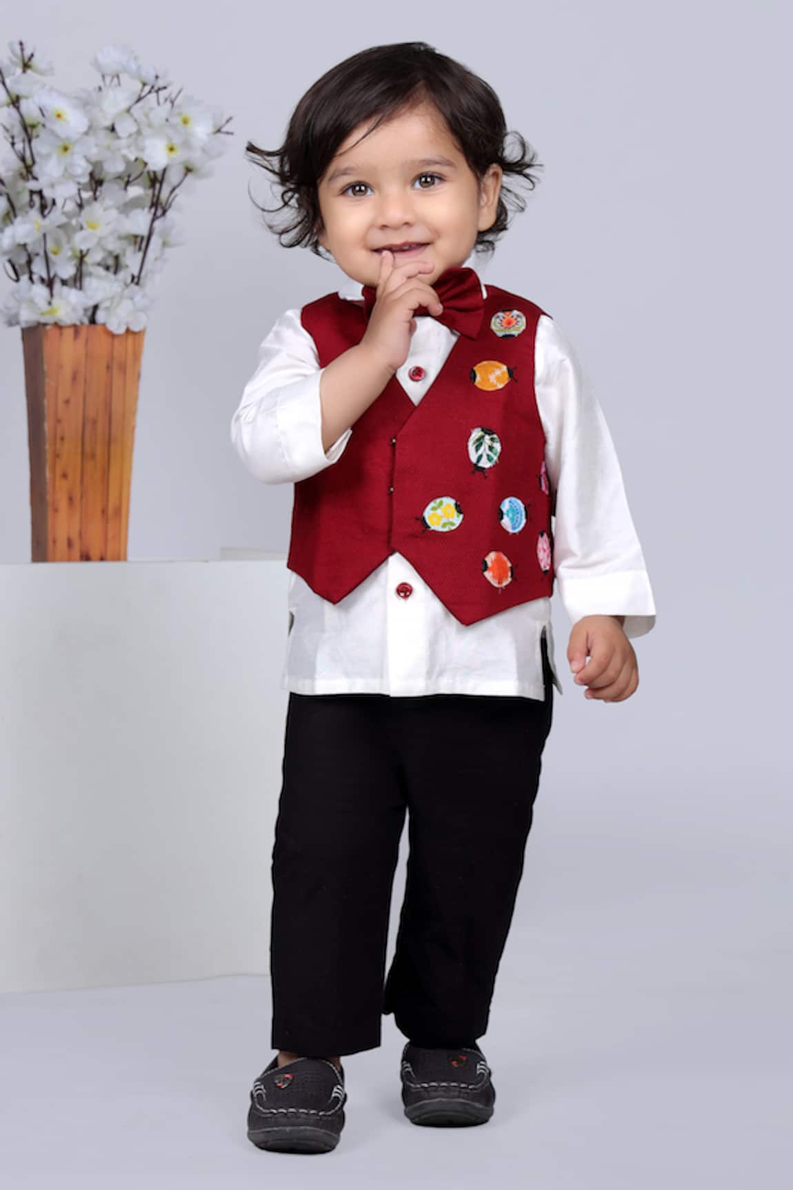 Little Brats Pant Set With Printed Waistcoat