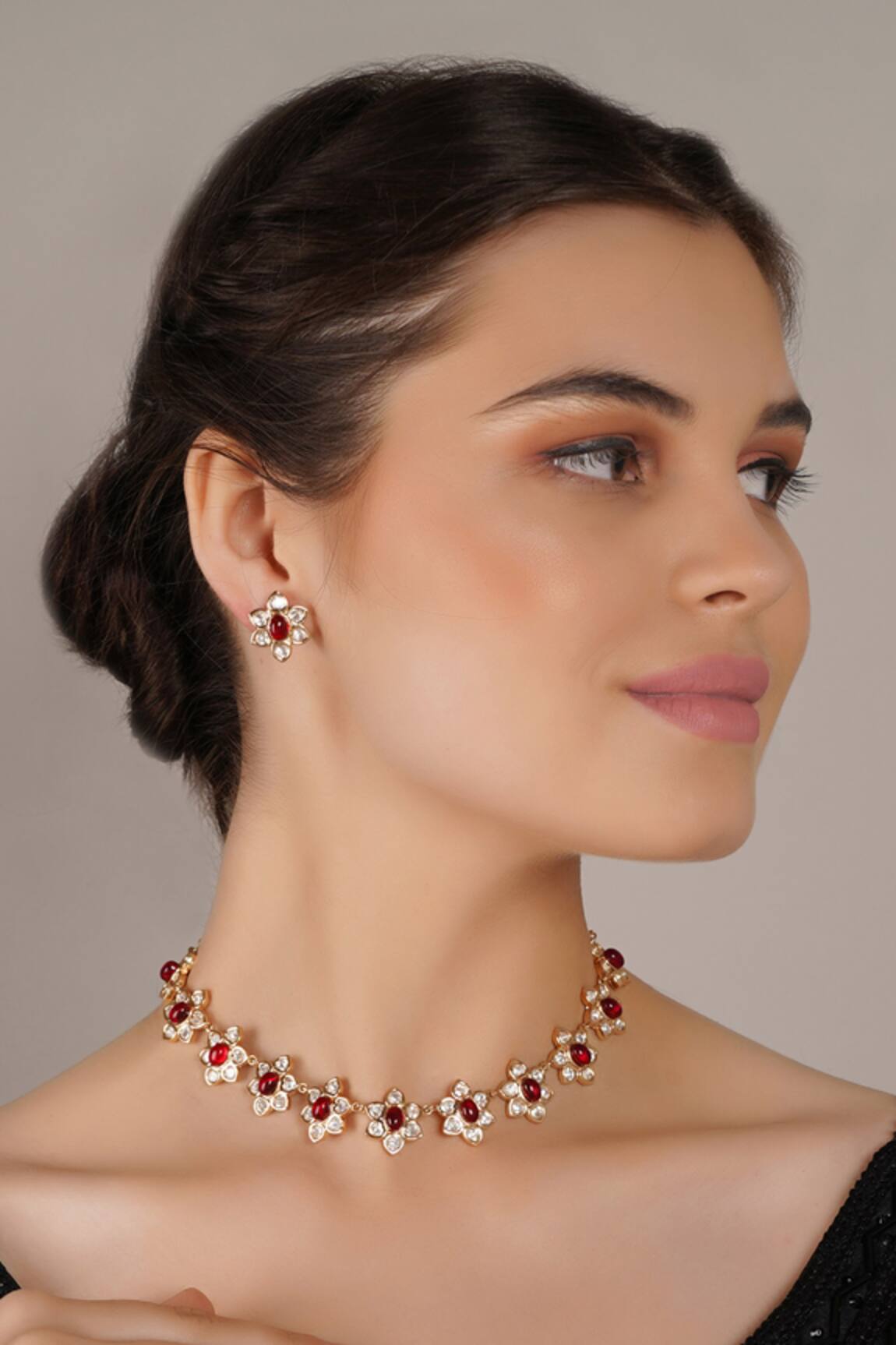 Chhavi's Jewels Floral Cut Work Necklace Set