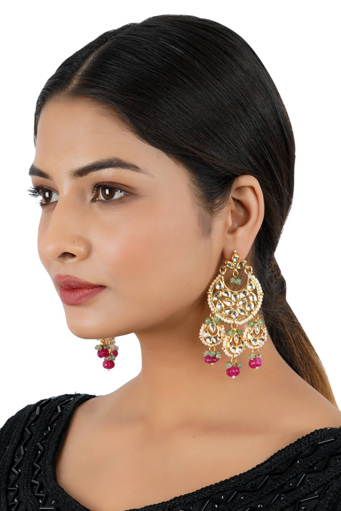 ChhavI'S Jewels Crescent Moon Carved Chandbalis 