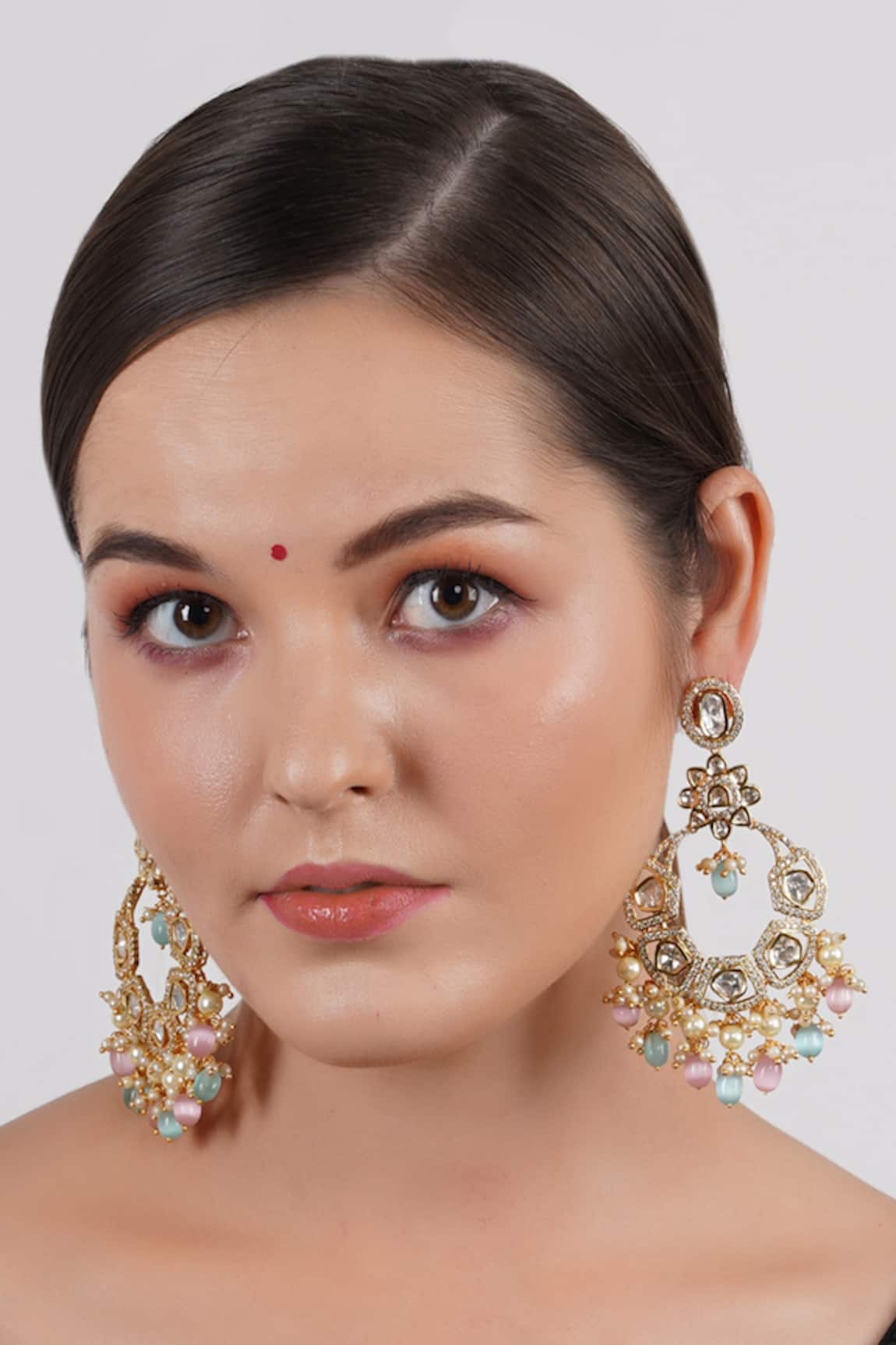 Chhavi's Jewels Kundan Embellished Chandbalis