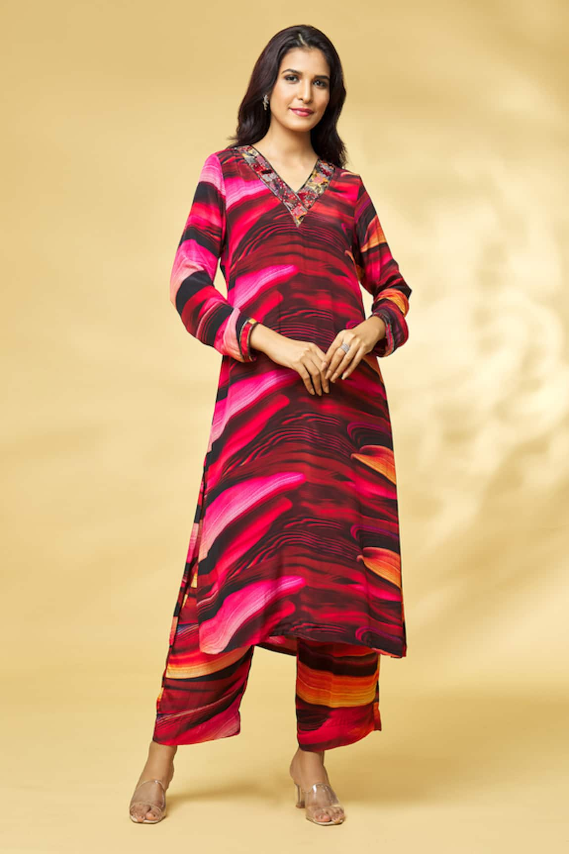 Khushbu Rathod Label Abstract Print Embroidered Kurta & Pant Set