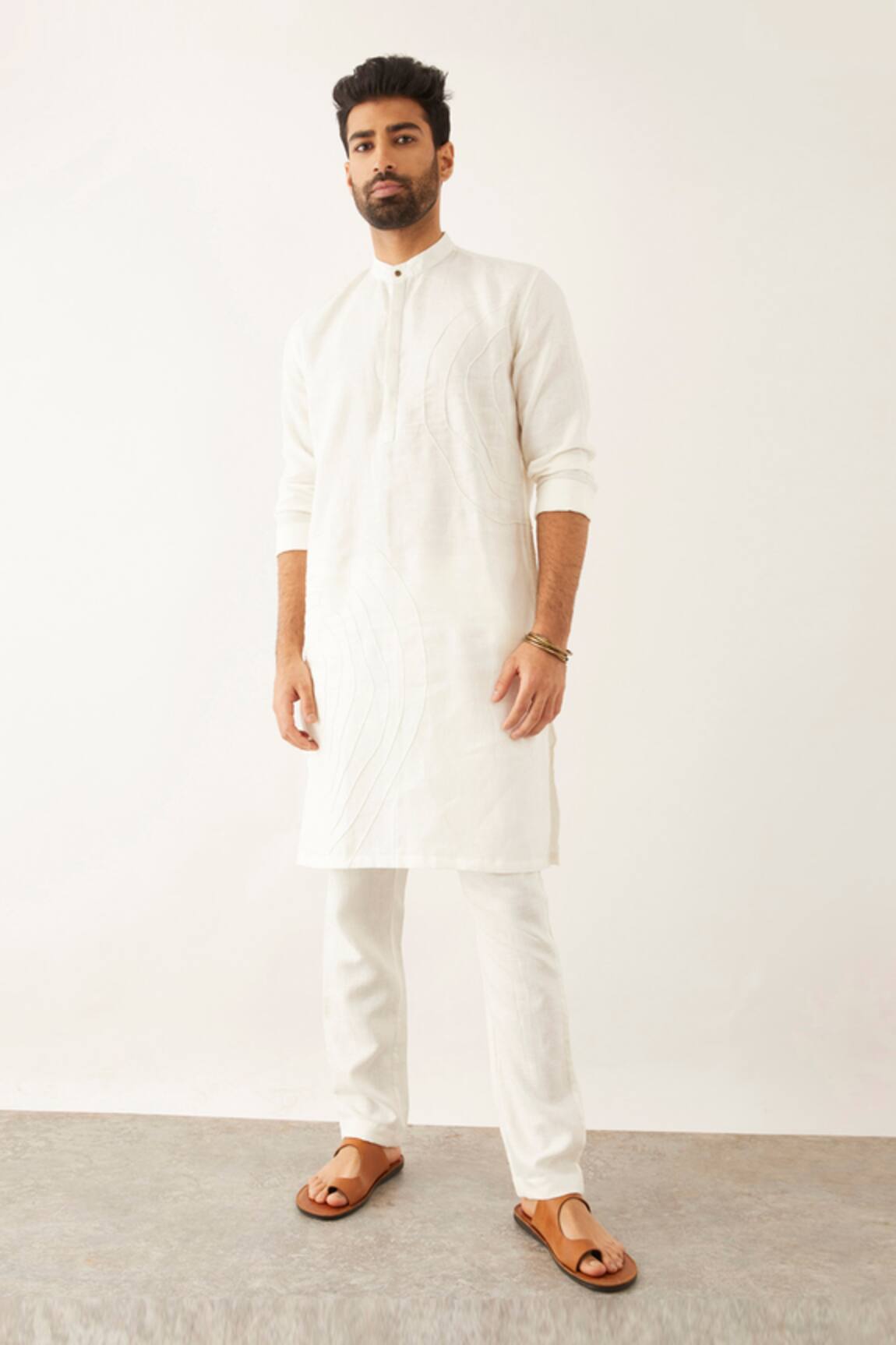 Son Of A Noble Snob Fez Linen Pintuck Kurta Set 
