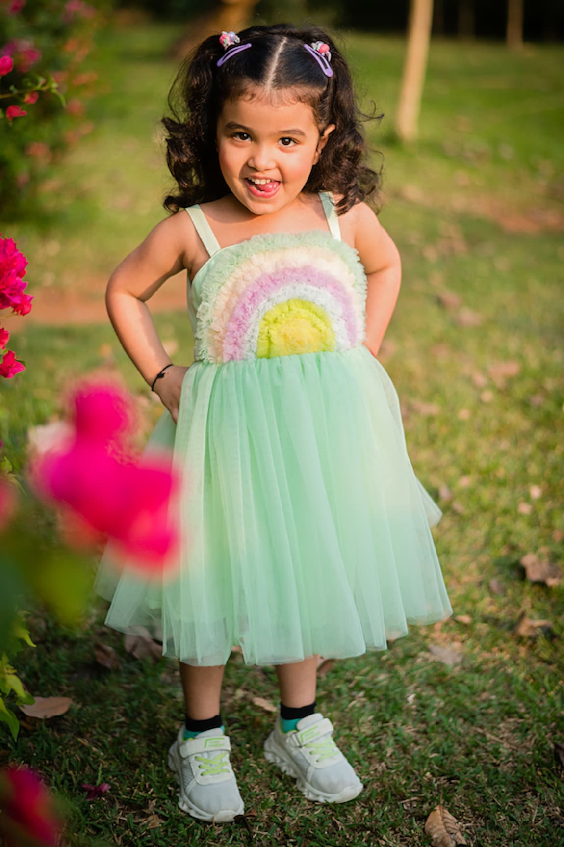 Ranikidswear Rainbow Frill Yoke Dress