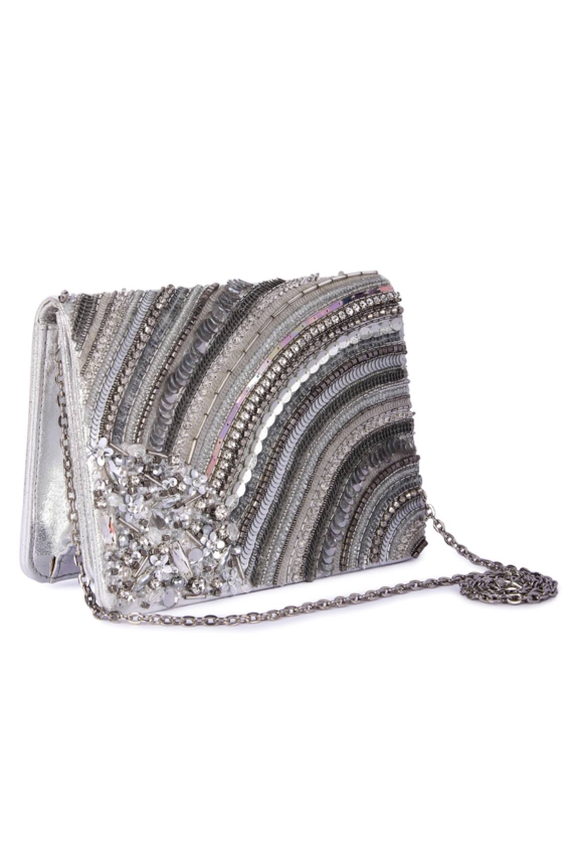 The Purple Sack Sheel Crytal & Beads Embellished Bag
