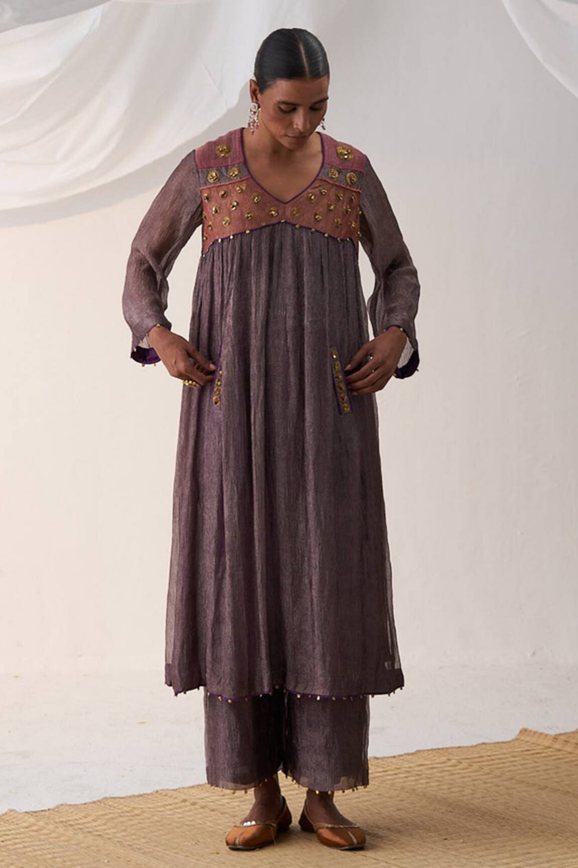 Itrh Embroidered Yoke Anarkali & Pant Set