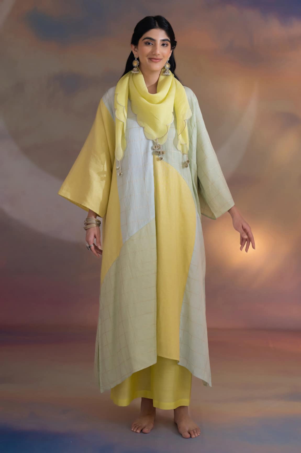 Kacha Tanka Chanderi Kaftan Palazzo Set