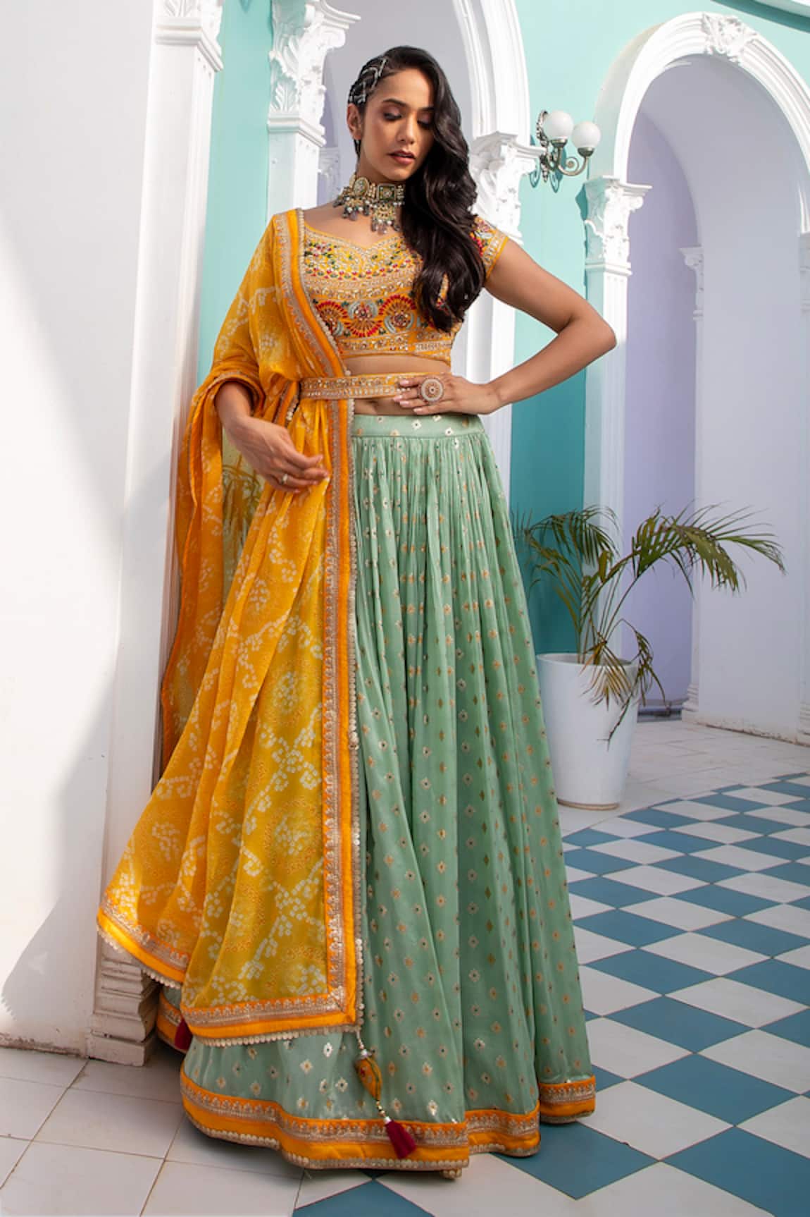 Jiya by Veer Design Studio Thread Embroidered Lehenga Set