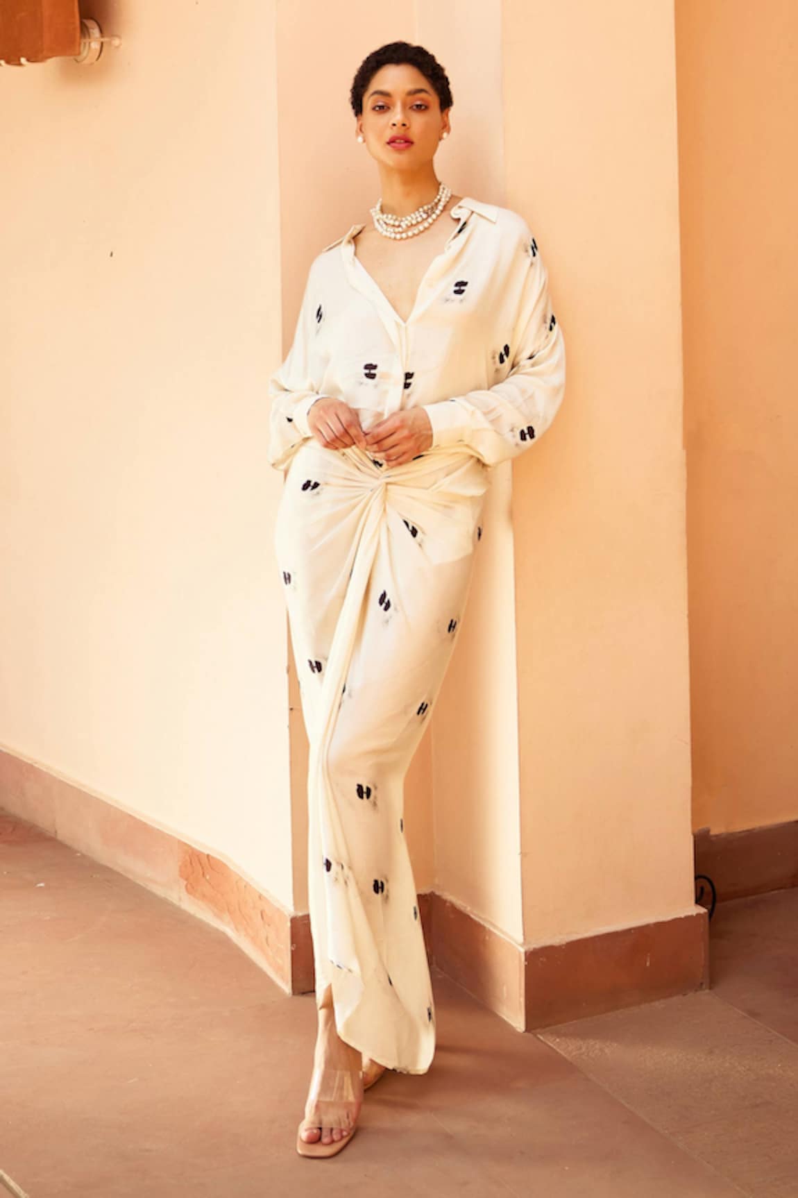 Nouria by Dipti Advait Anna Dro Print Wrap Dress