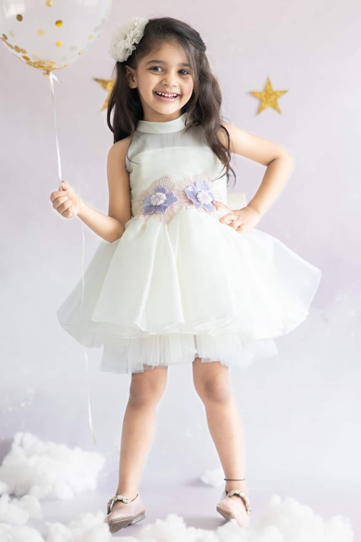 Ruchika Lath Label Off White Floral Sequins Dress