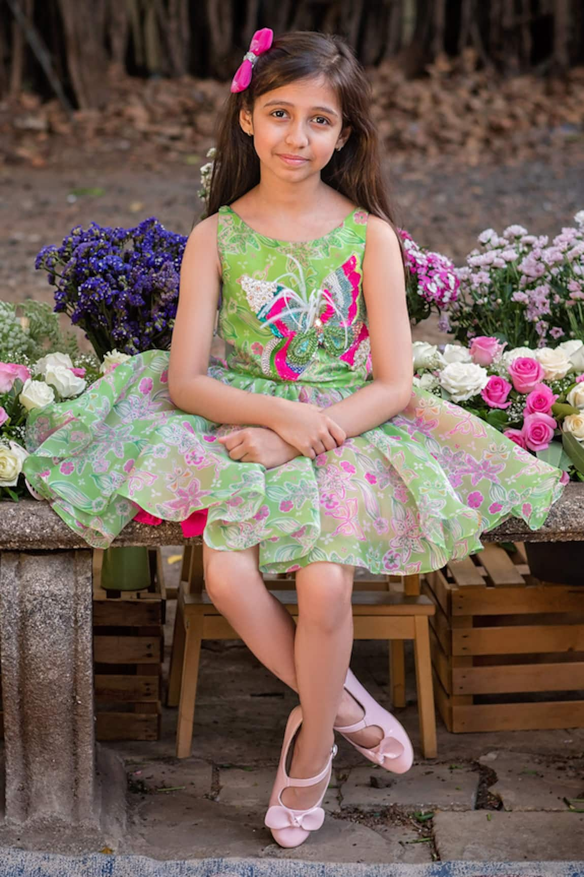 Pa:Paa Floral Print Organza Dress