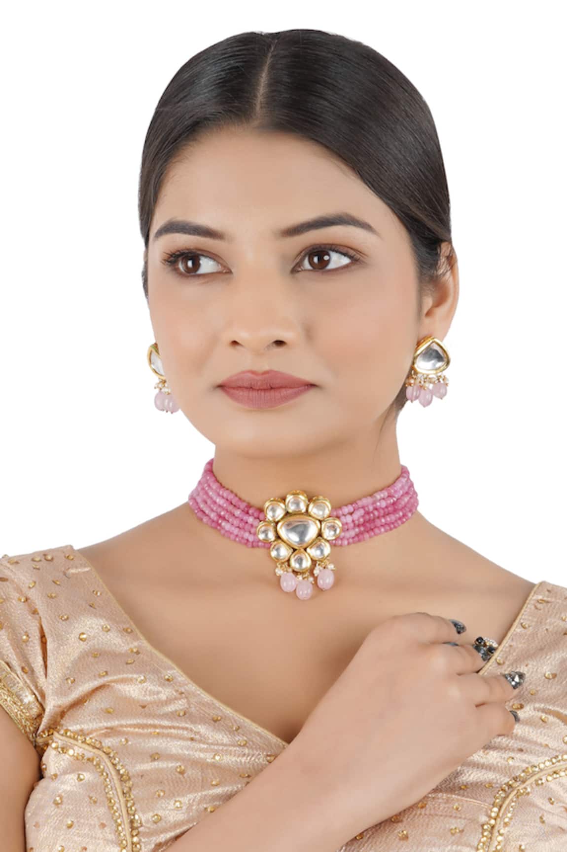 ChhavI'S Jewels Bead Embellished Necklace Set 