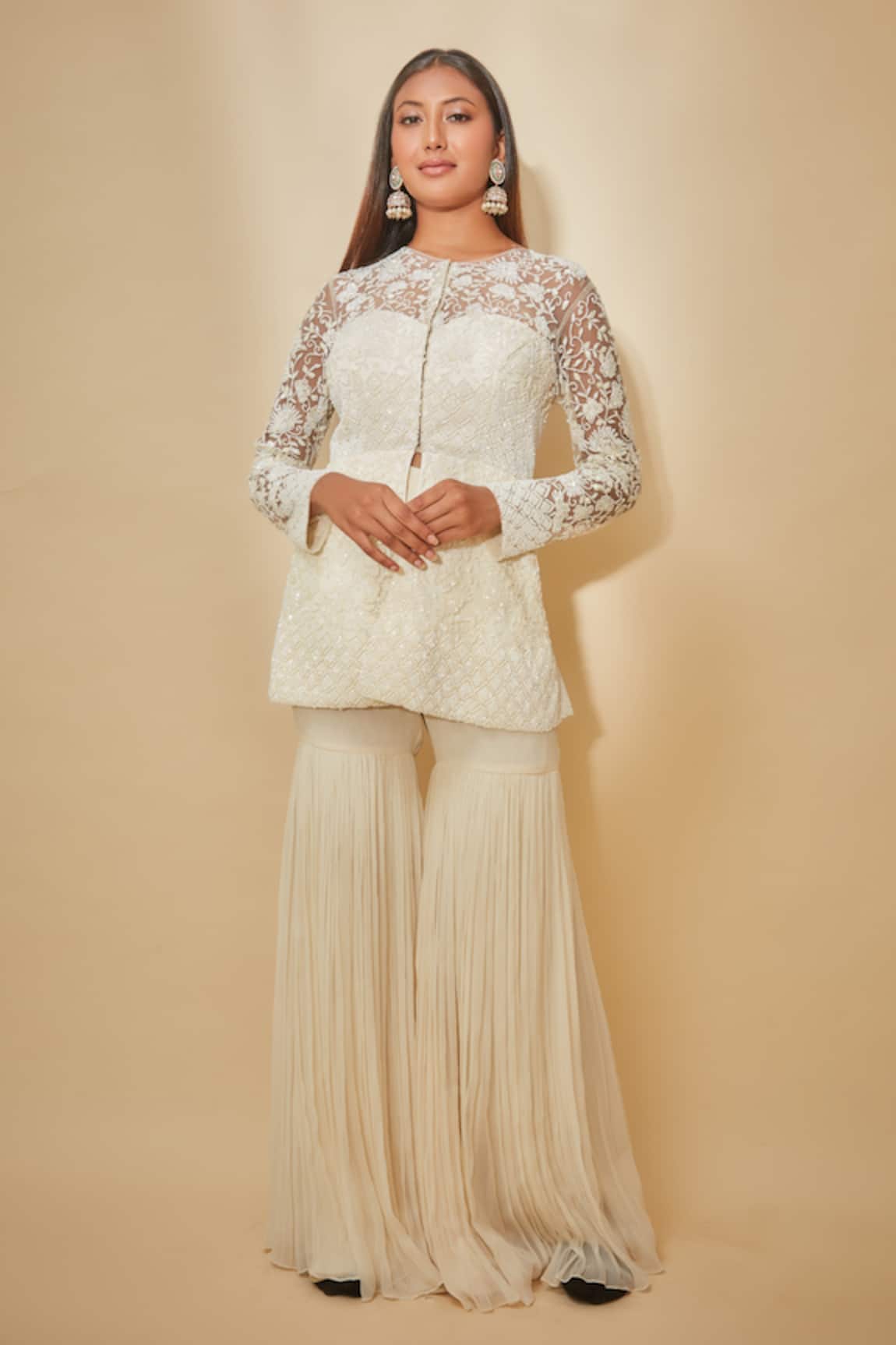 Premya By Manishii Hand Embroidered Jacket & Sharara Set