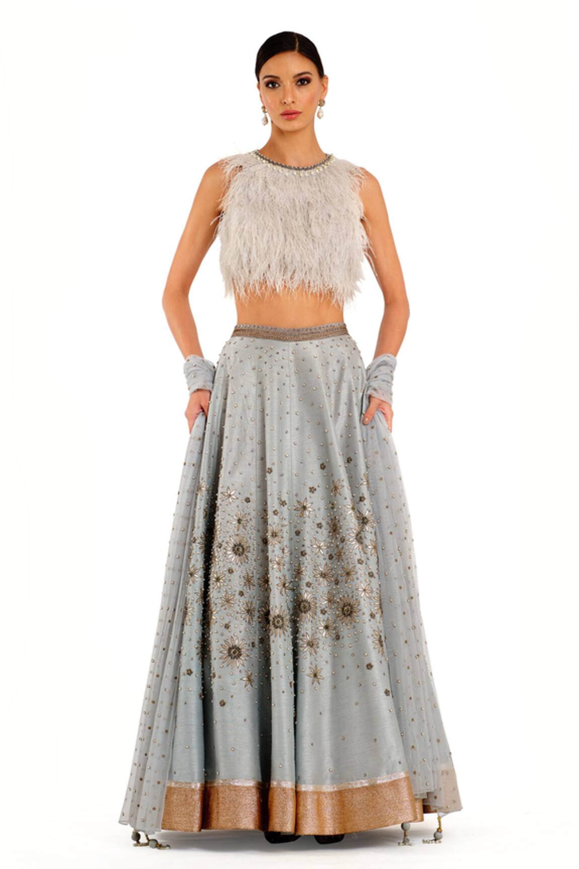 Rocky Star Pearl & Floral Booties Embroidered Lehenga Set