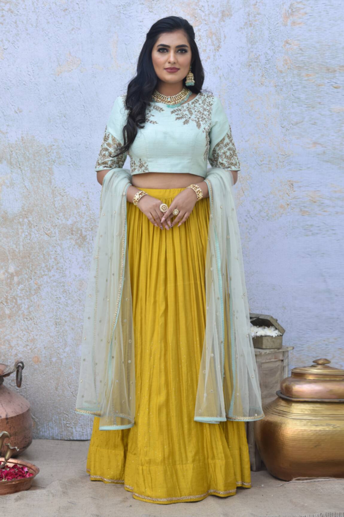 Tussah By Siddhi Shah Hand Embroidered Blouse Lehenga Set 