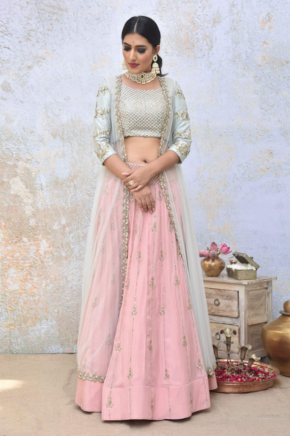 Tussah by Siddhi Shah Sequins Embroidered Jacket Lehenga Set