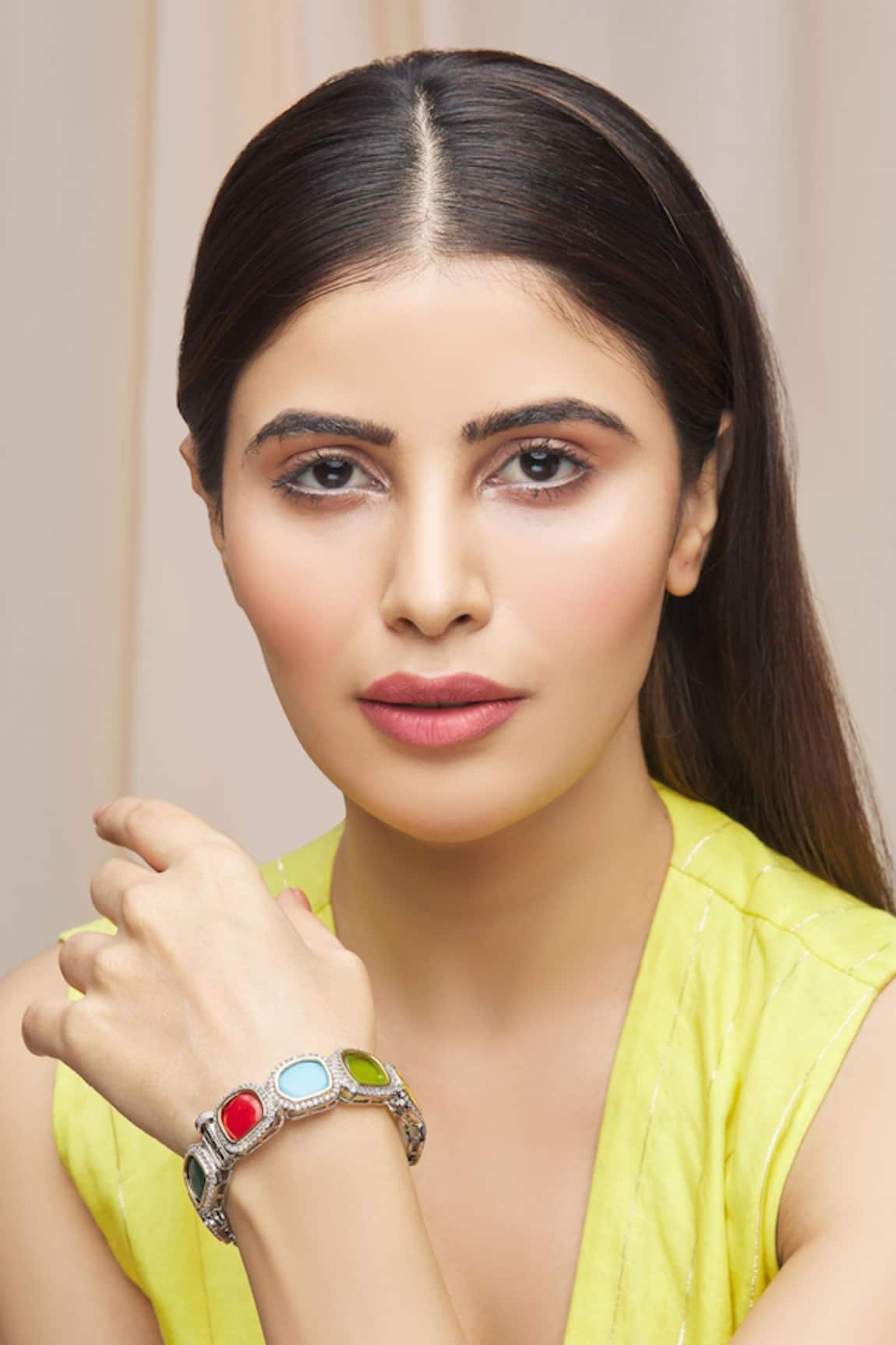 Zevar By Geeta Geometric Stone Bangle 