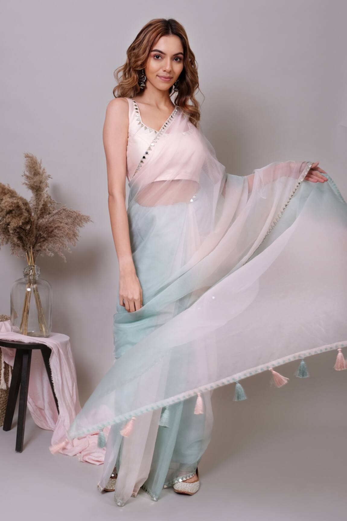 Nayantaara Florescence Embroidered Bordered Saree With Blouse