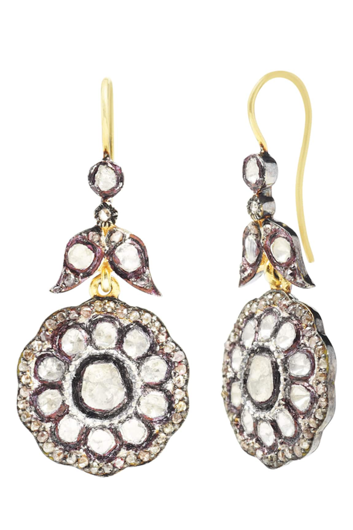 The Alchemy Studio Vintage Uncut Diamond Dangling Flower Earrings