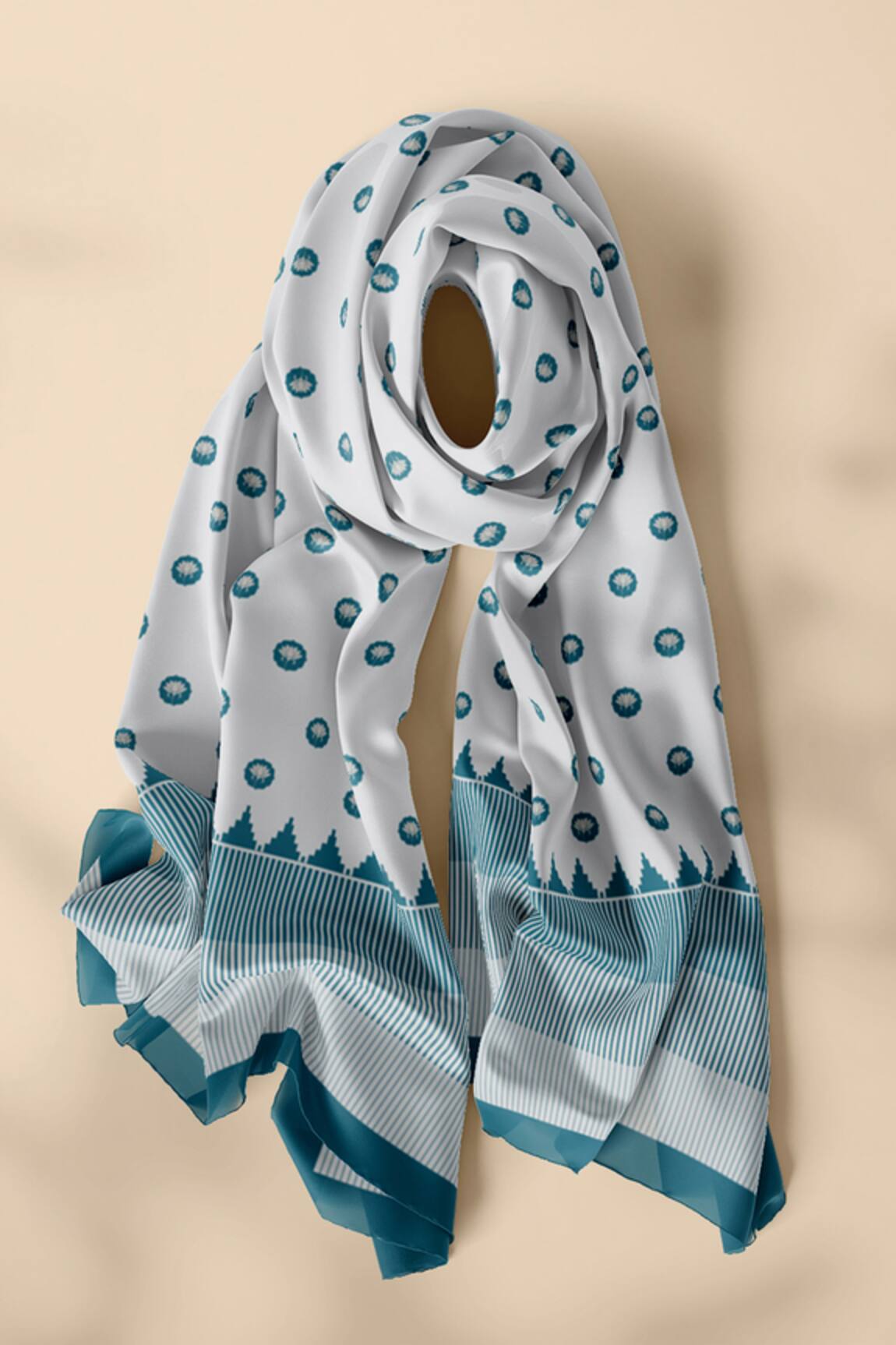 Thee Modern Roots Lotus Blooms Printed Dupatta
