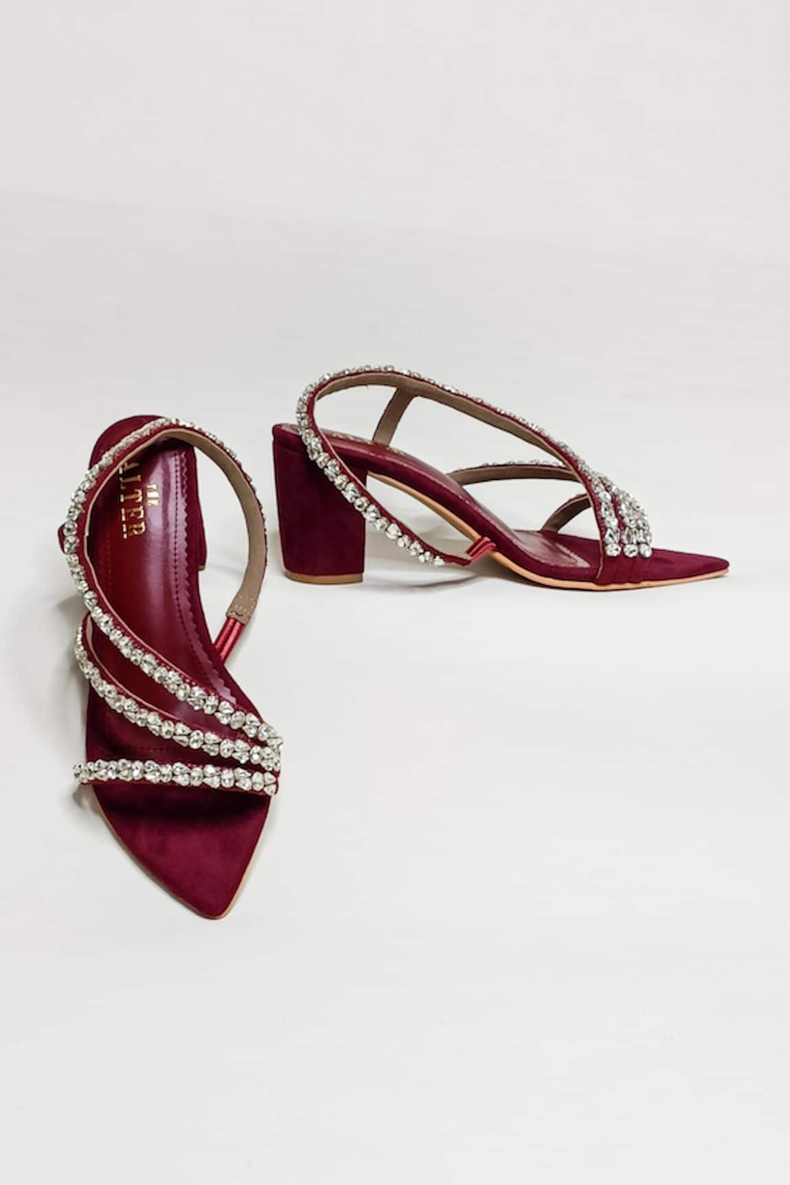 THE ALTER Kiara Embellished Pointed Toe Block Heels