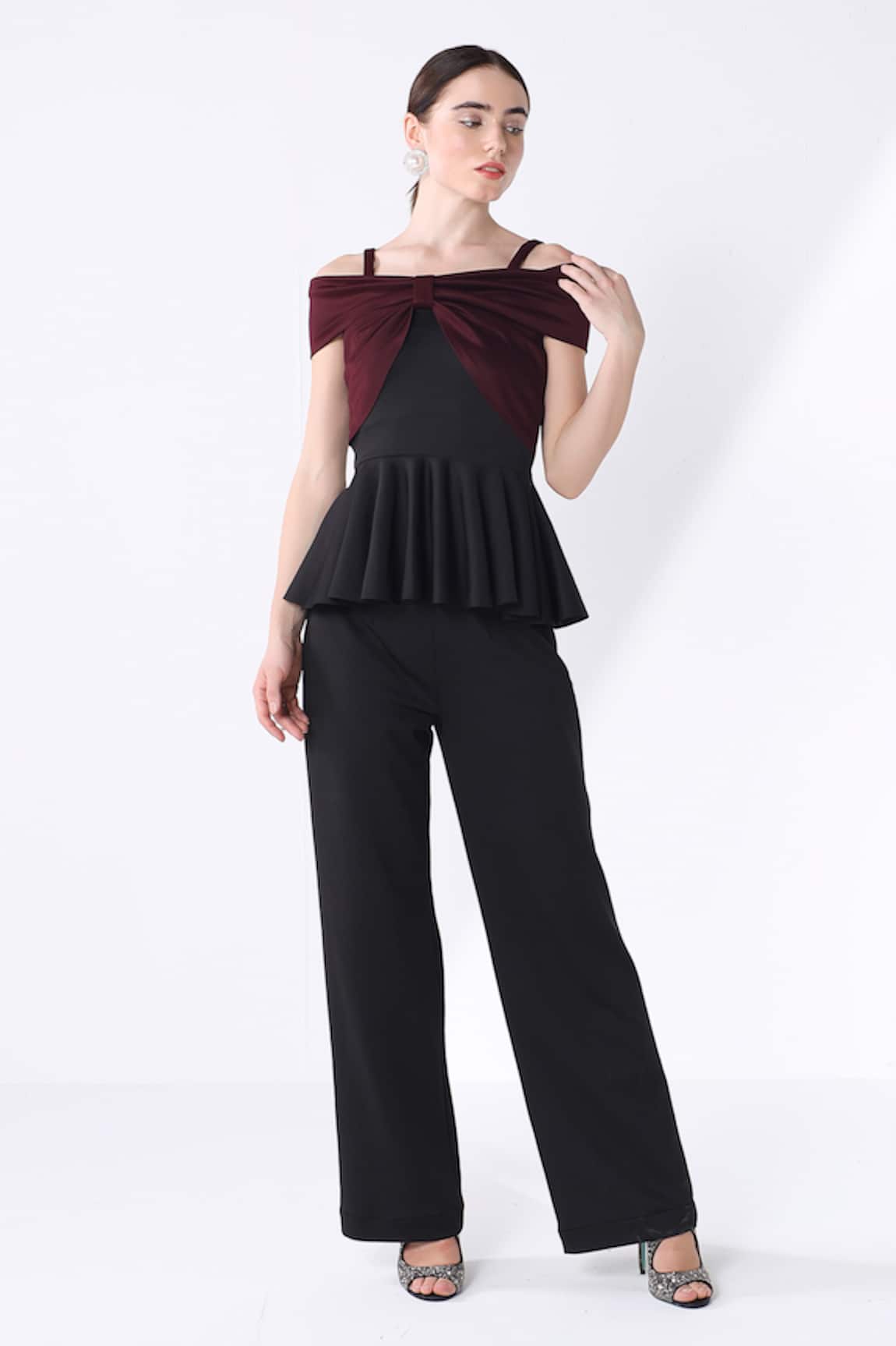 Ashico Front Bow Peplum Top