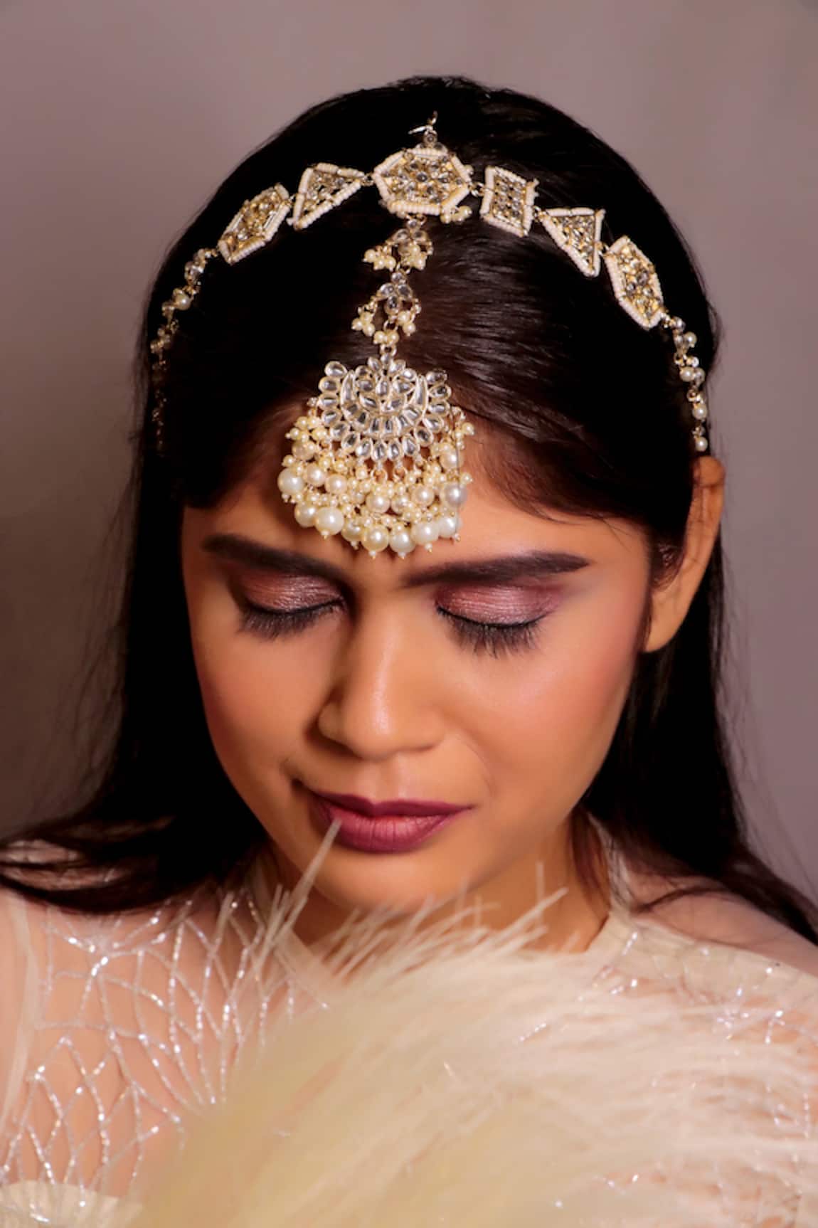 Ishhaara Stone Embellished Sheeshphool With Maangtikka