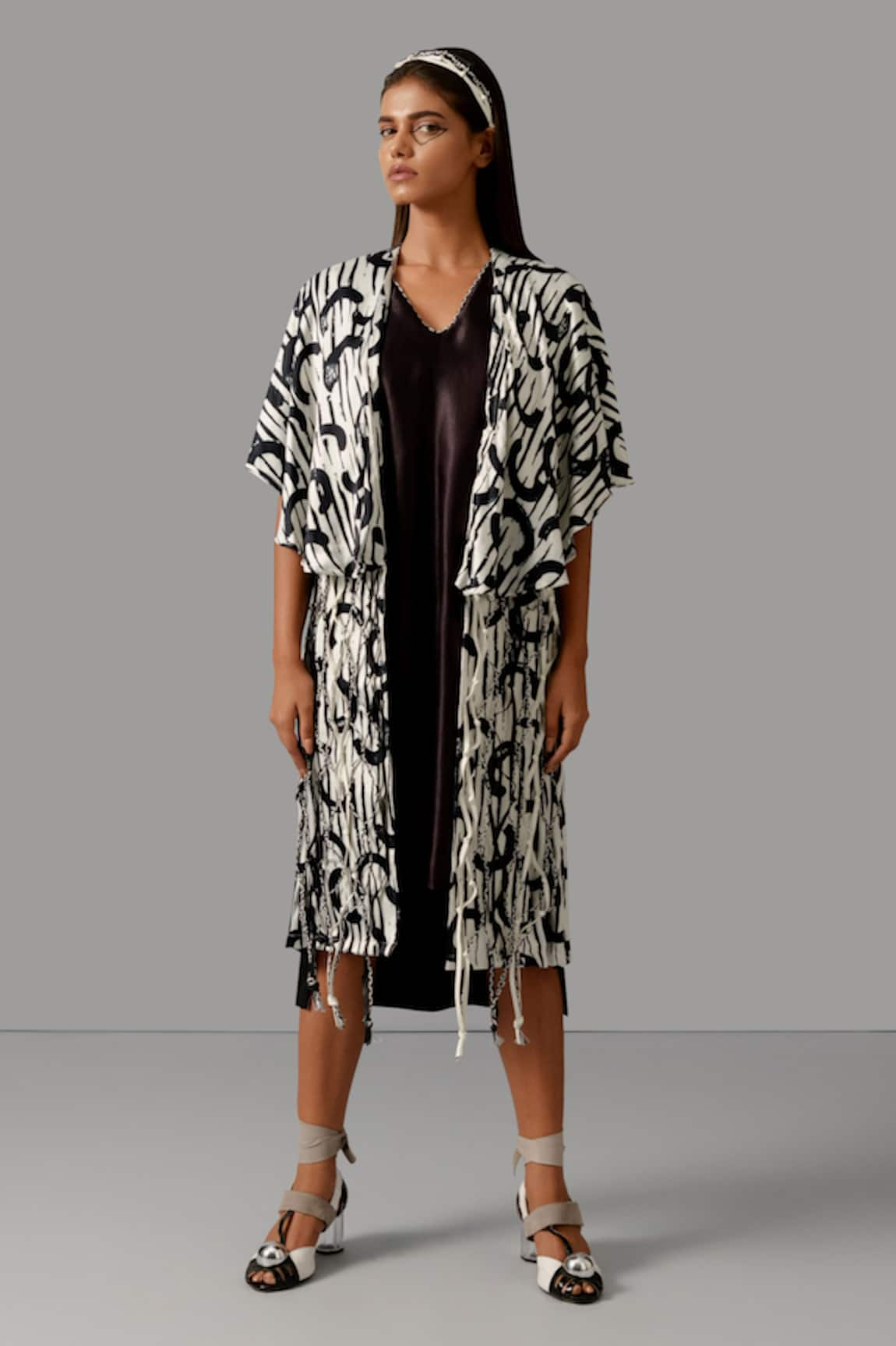 Devina Juneja Geometric Print Panelled Jacket