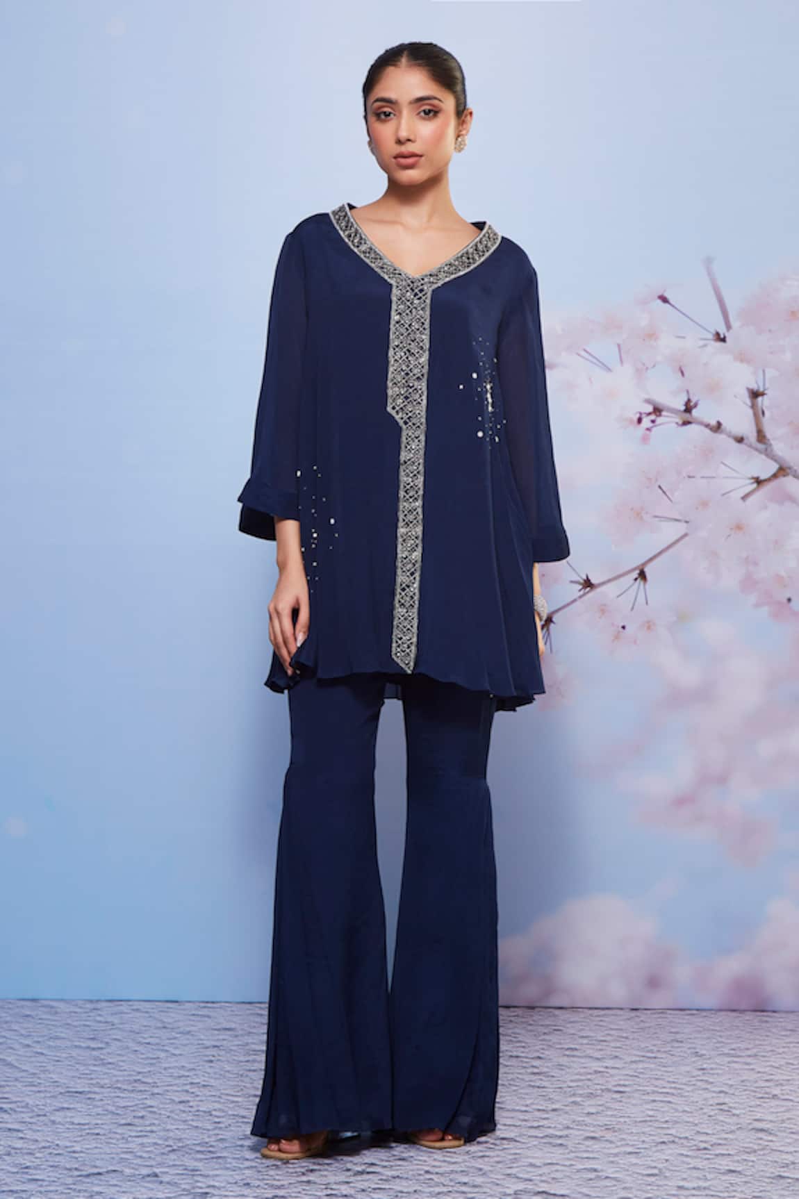 Ajiesh Oberoi Aleena A-Line Tunic & Flared Pant Set