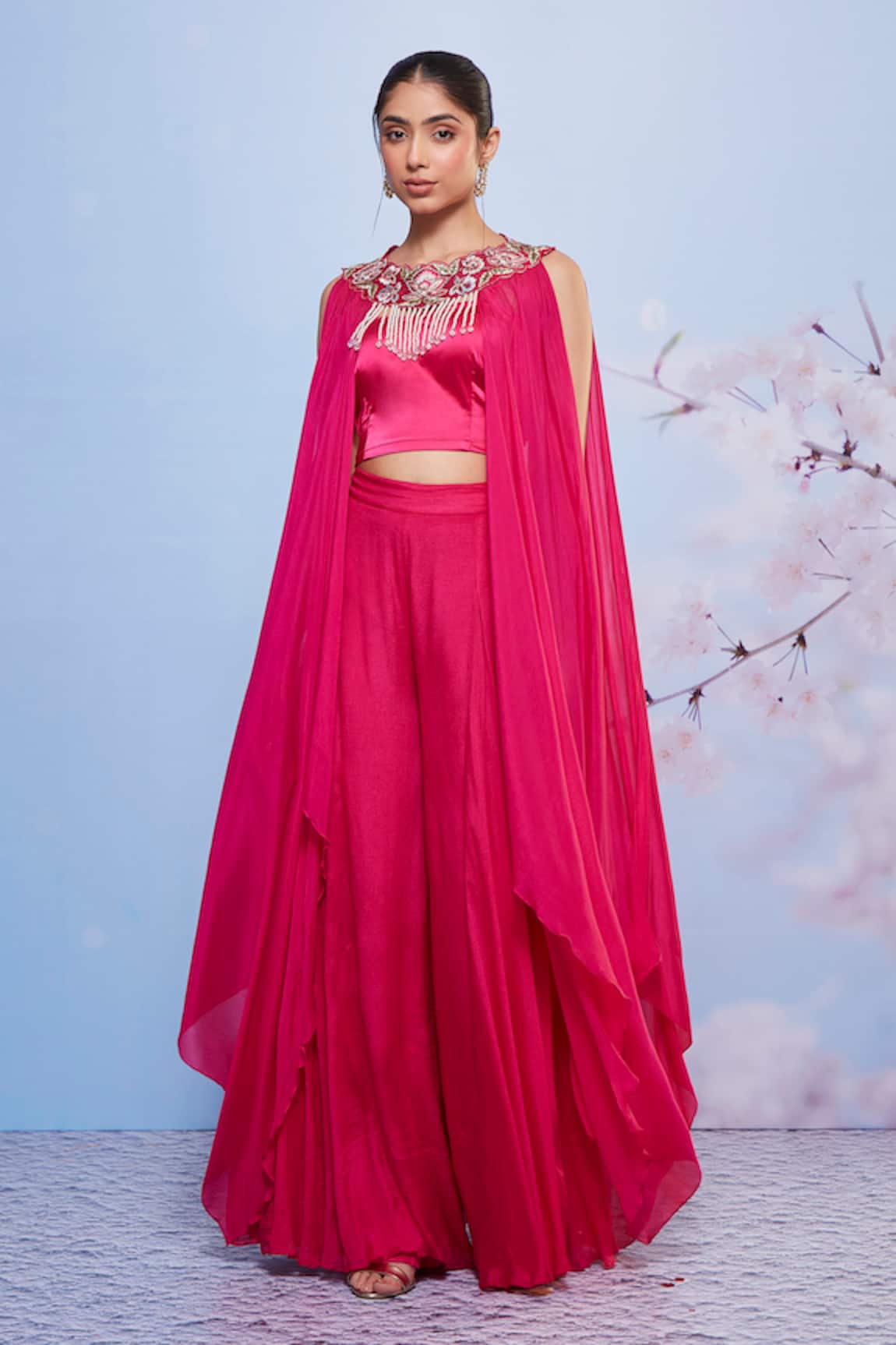 Ajiesh Oberoi Floral Embroidered Jacket Sharara Set