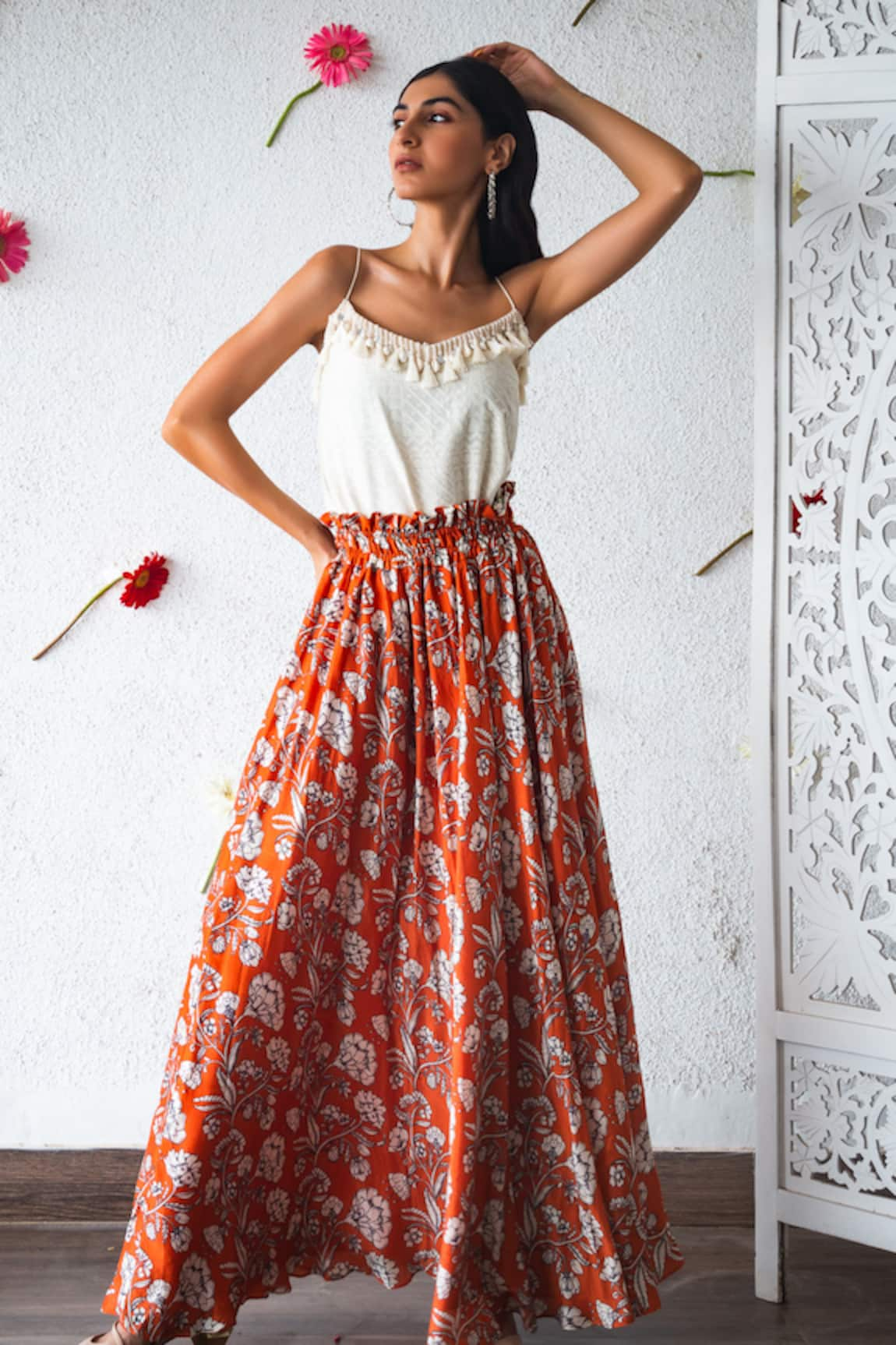 Shachi Sood Floral Print Skirt & Top Set