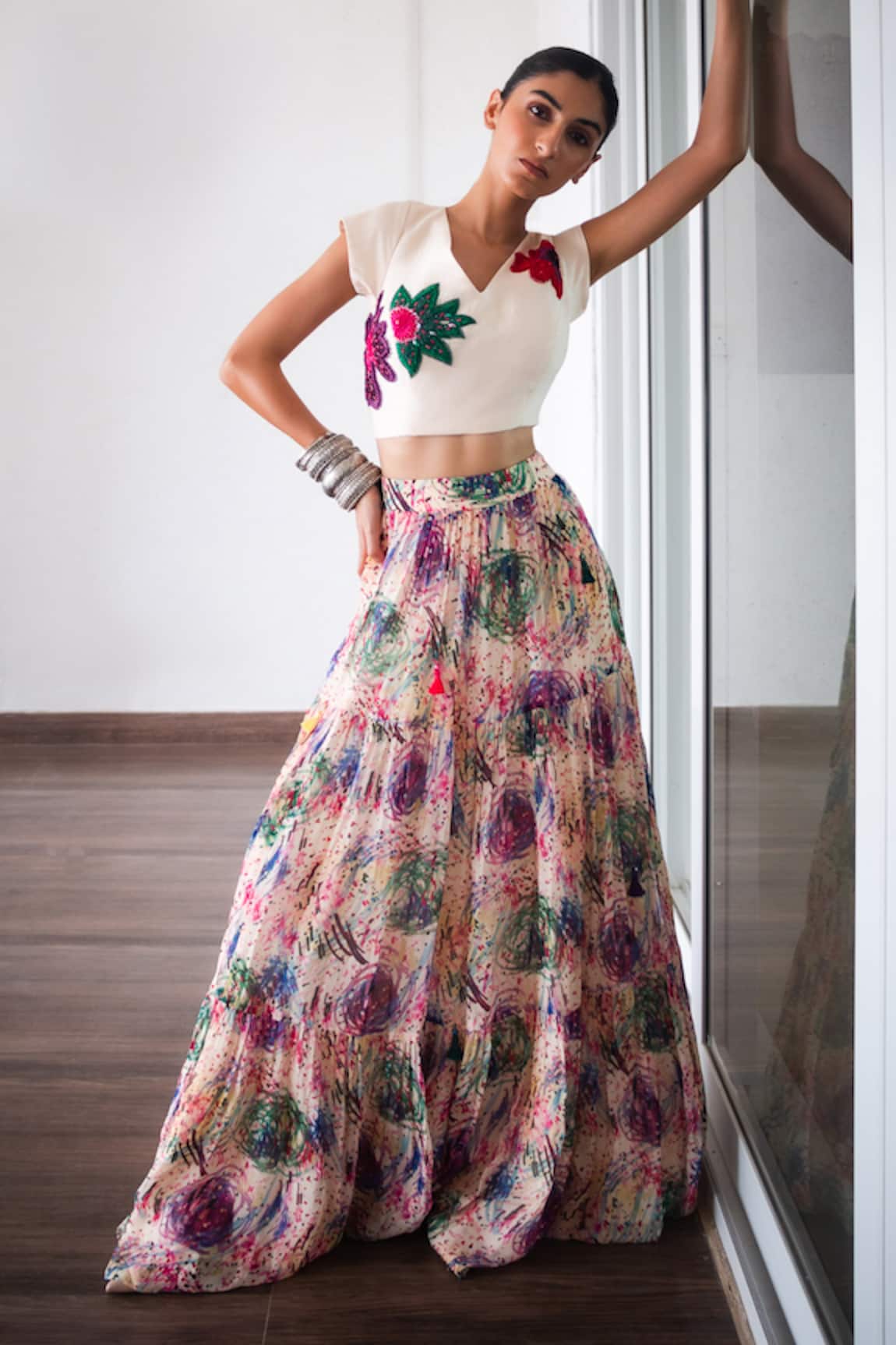 Shachi Sood Hand Embroidered Top & Skirt Set