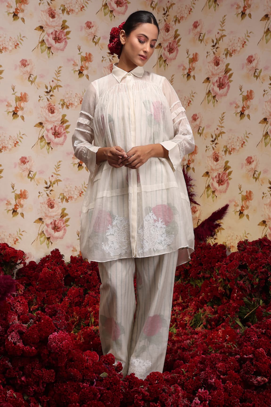 Vrinda by Pundrik Dubey Chanderi Silk Top & Pant Set