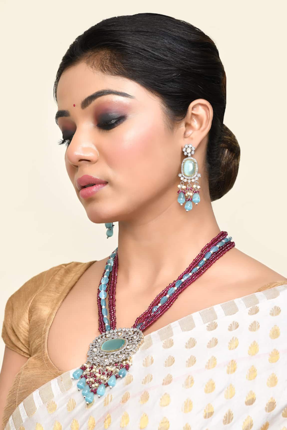 Kohar By Kanika Bead Layered Embellished Necklace Set