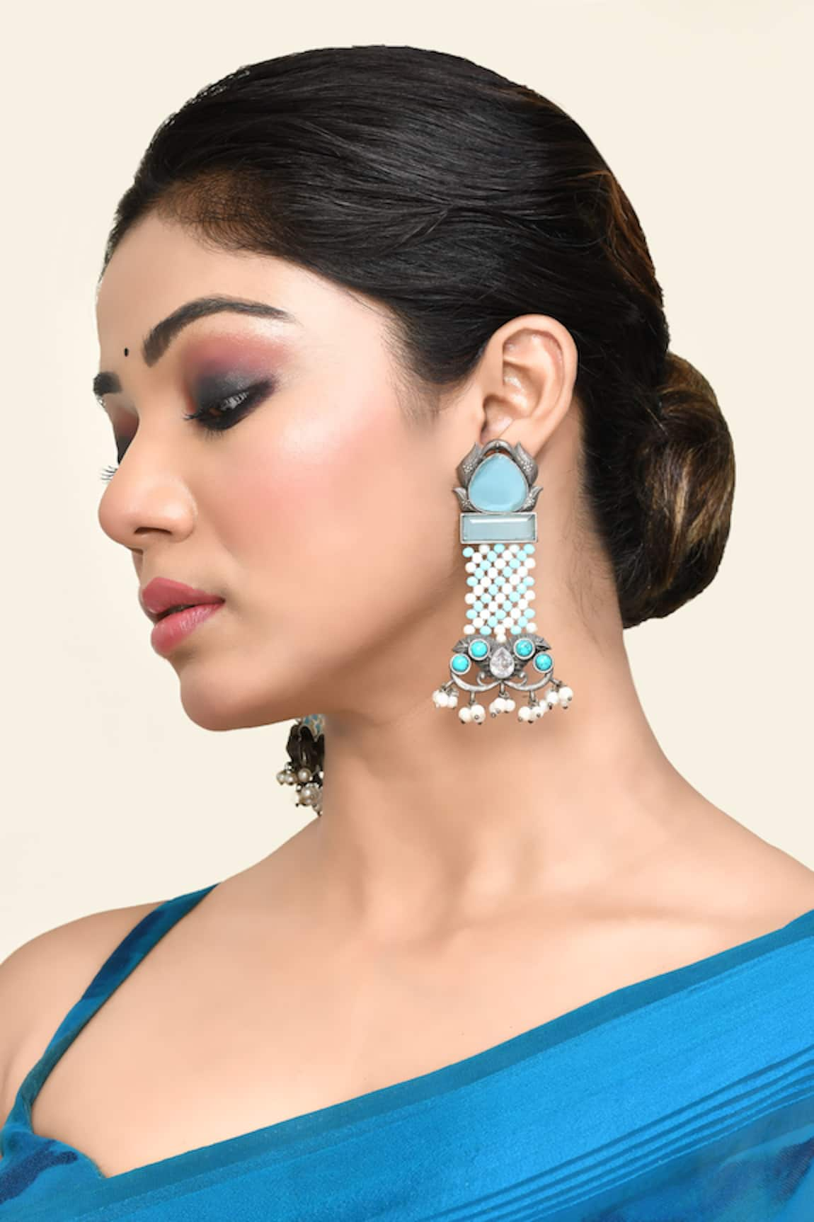 Kohar By Kanika Natural Stone Embellished Tribal Earrings