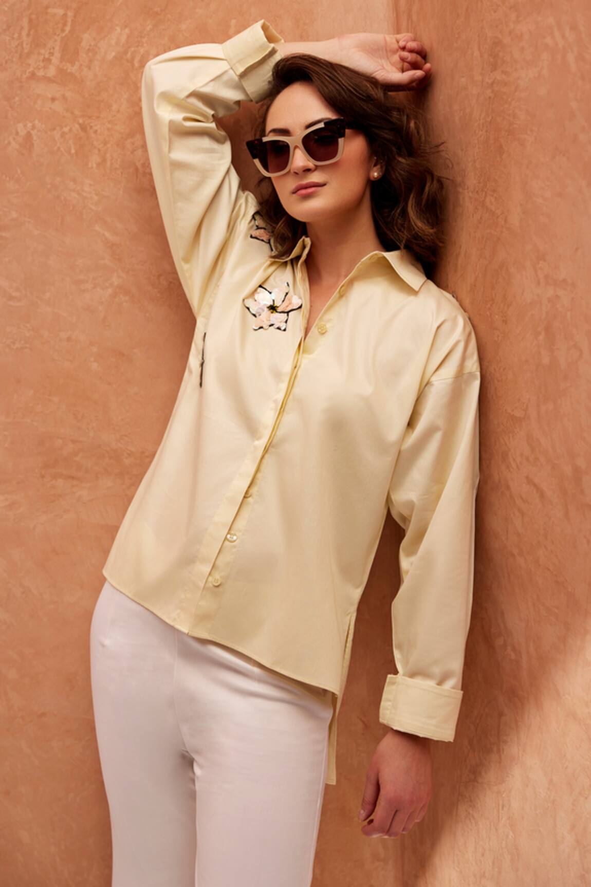 Palak Khandelwal Floral Embroidered Shirt 