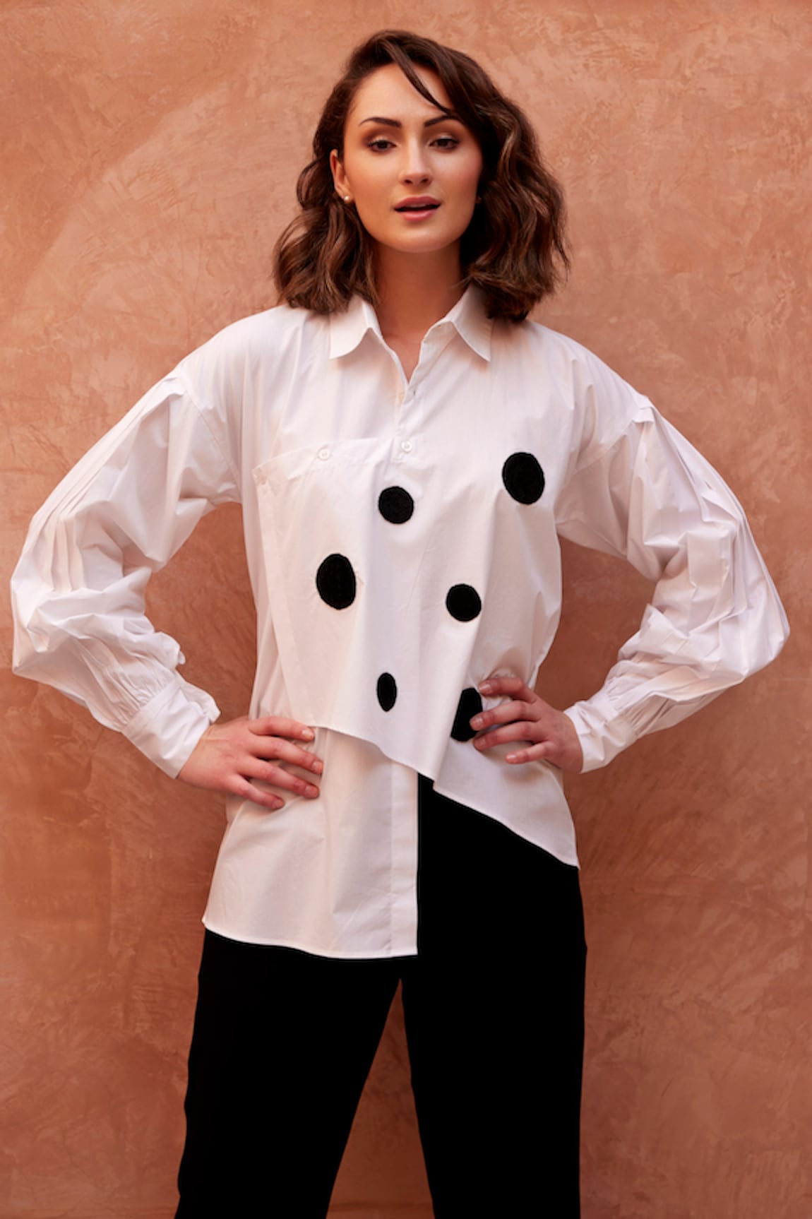 Palak Khandelwal Polka Dot Patchwork Embroidered Shirt