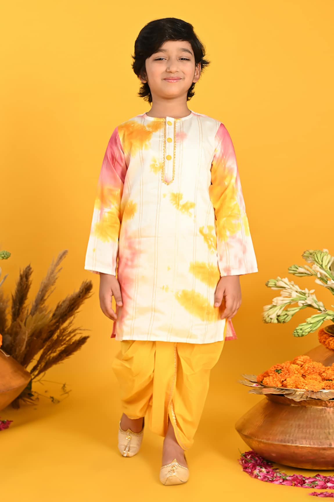 Saka Designs Tie & Dye Kurta With Dhoti Pant