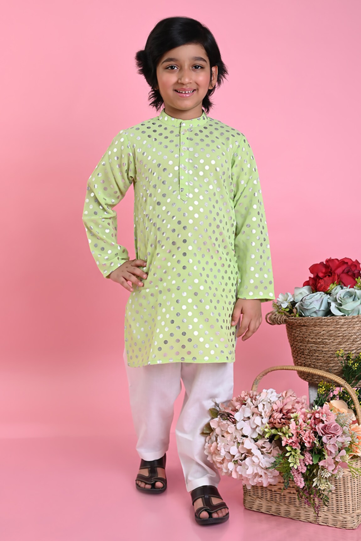 Saka Designs Polka Dot Pattern Kurta With Pyjama