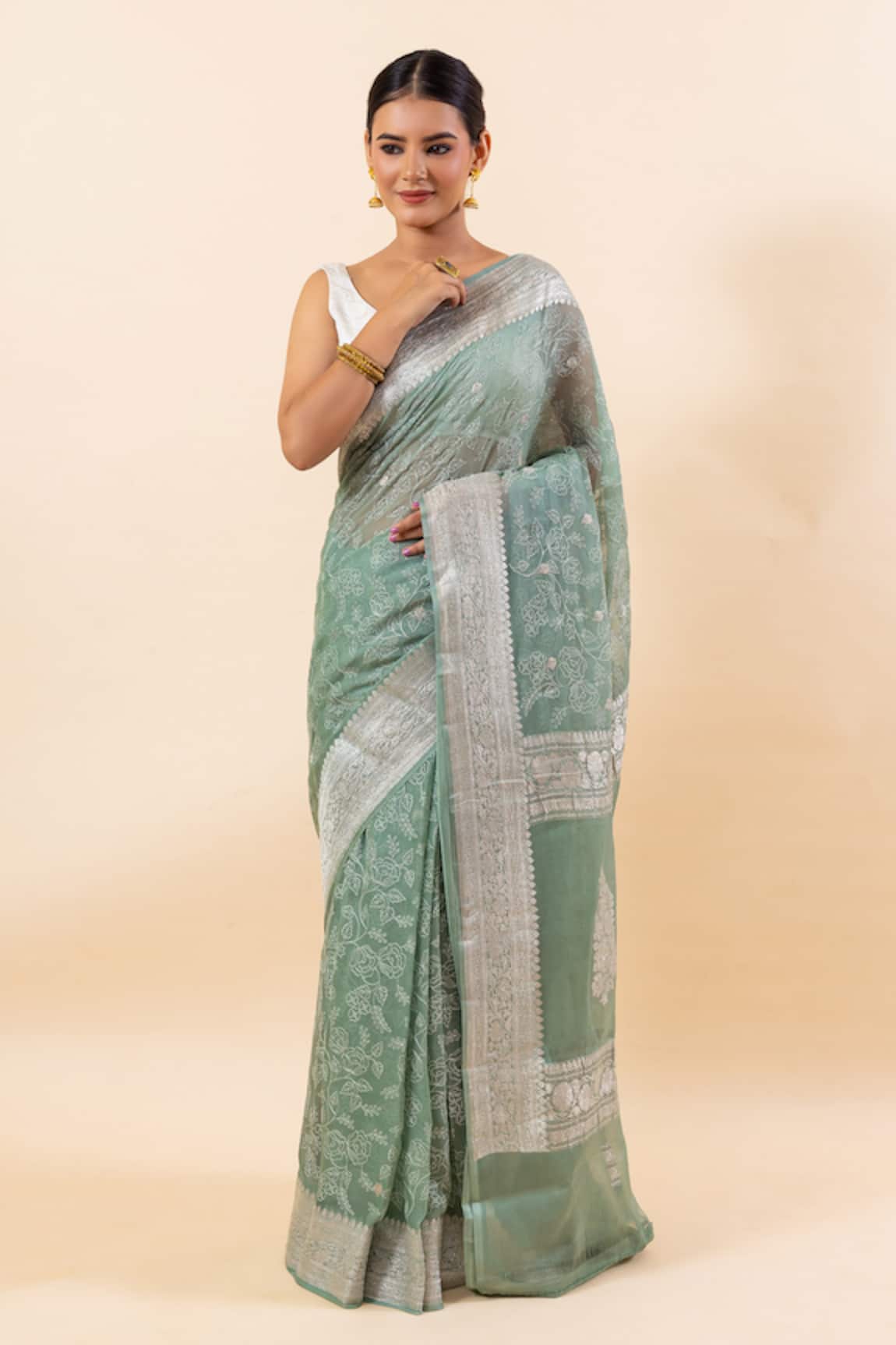 TaBa Kashi By Artika Shah Thread Embroidered Saree With Running Blouse