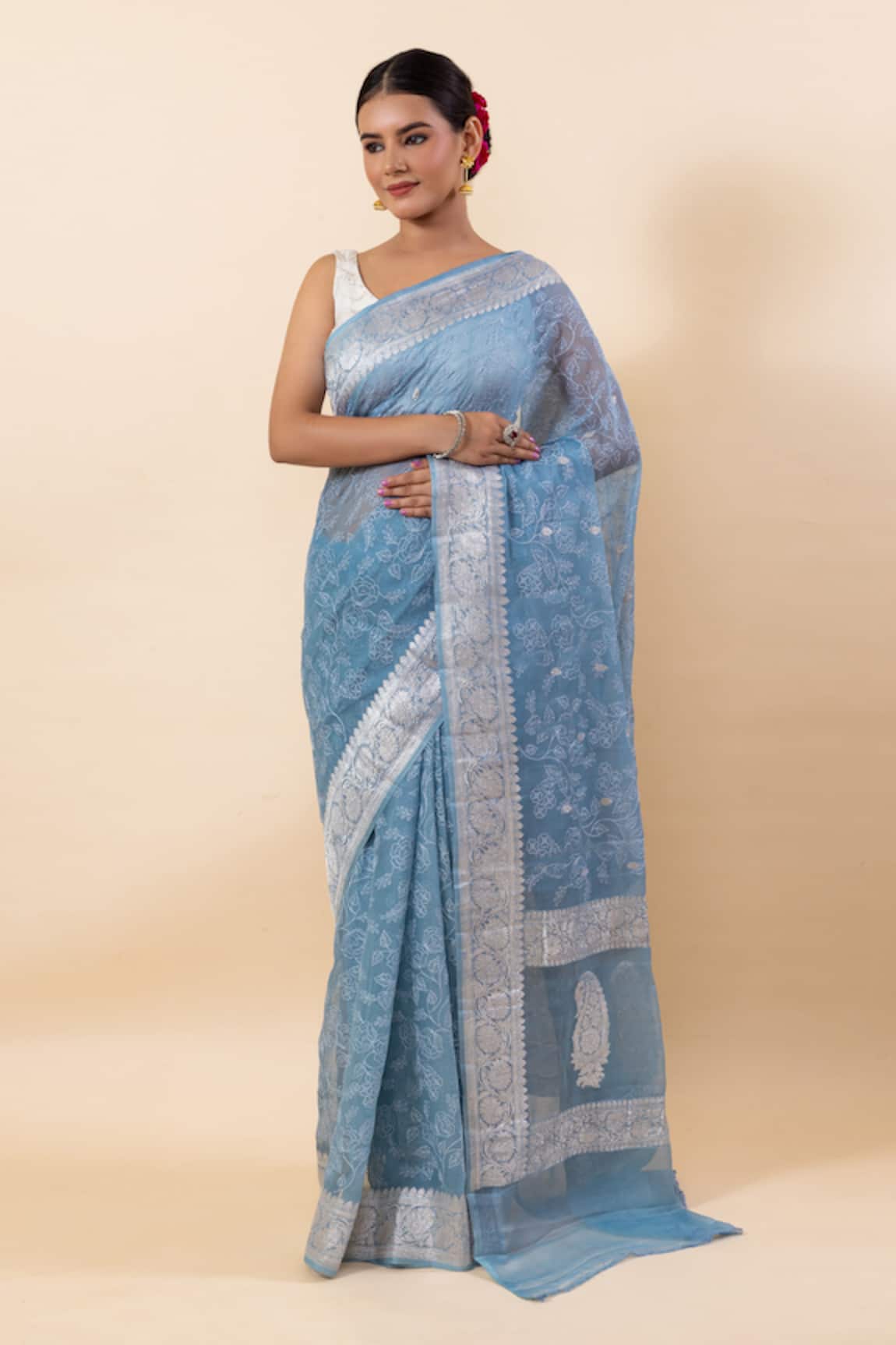TaBa Kashi By Artika Shah Embroidered Saree With Running Blouse