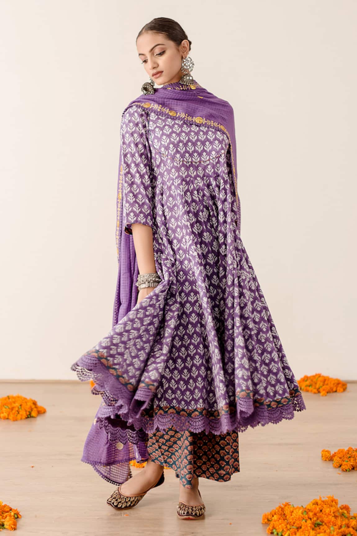 Gulabo Jaipur Roshan Block Print Anarkali Pant Set 