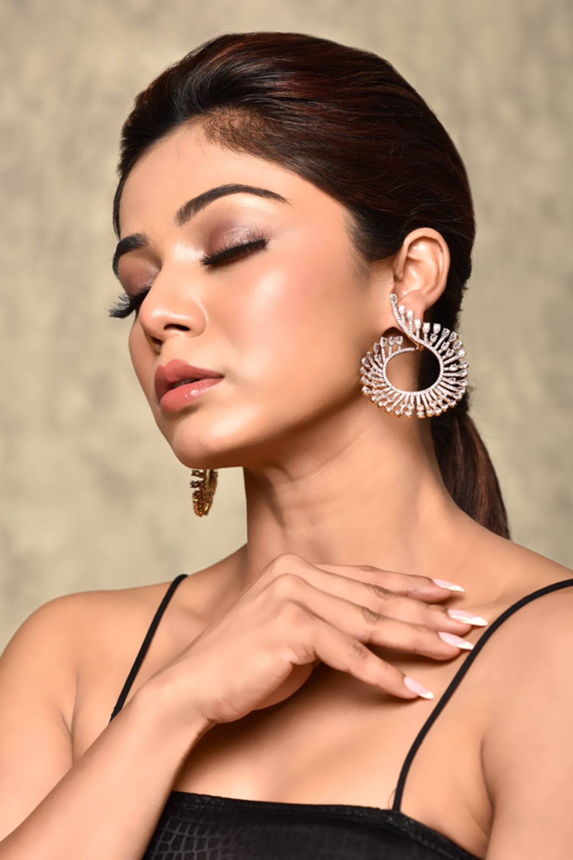 Our Purple Studio Studded Statement Hoop Earrings 