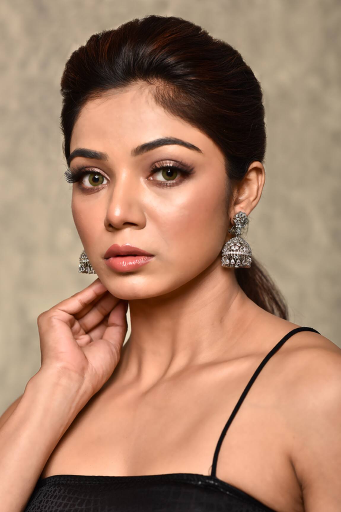 Our Purple Studio American Diamond Floral Jhumkas 