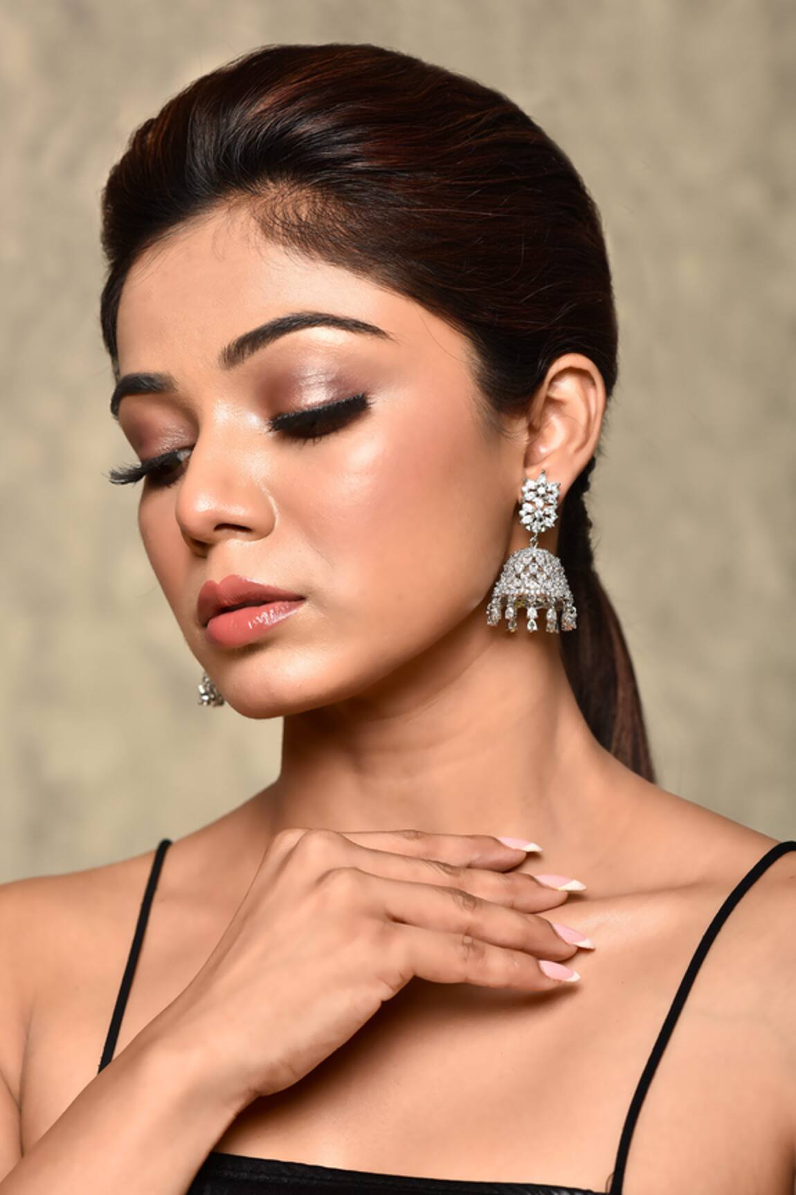 Our Purple Studio Cubic Zirconia Studded Jhumkas 