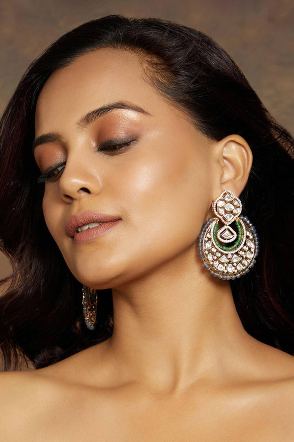 Joules By Radhika Agate Stone Embellished Chandbalis 