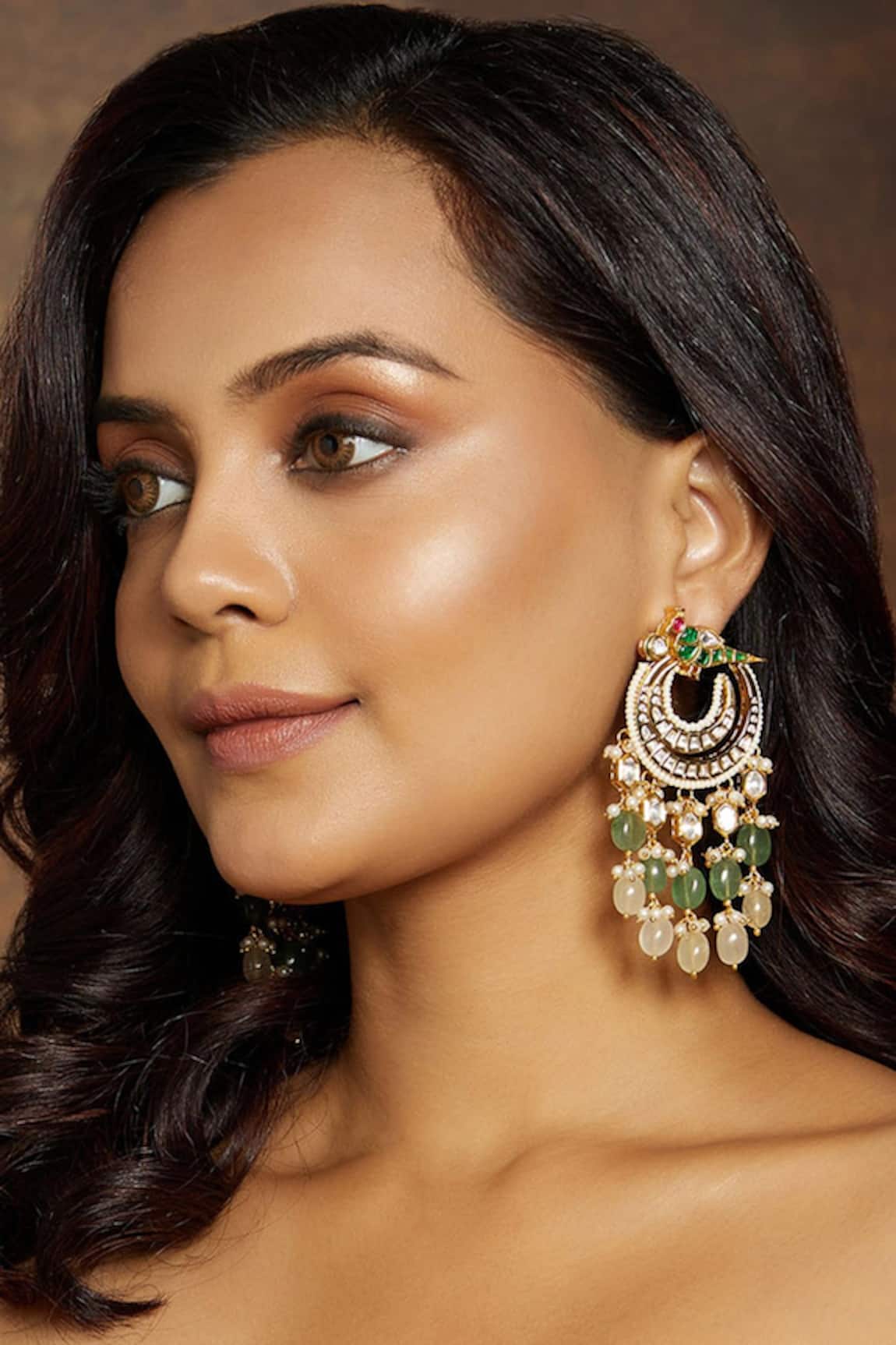 Joules By Radhika Kundan Embellished Chandbalis 