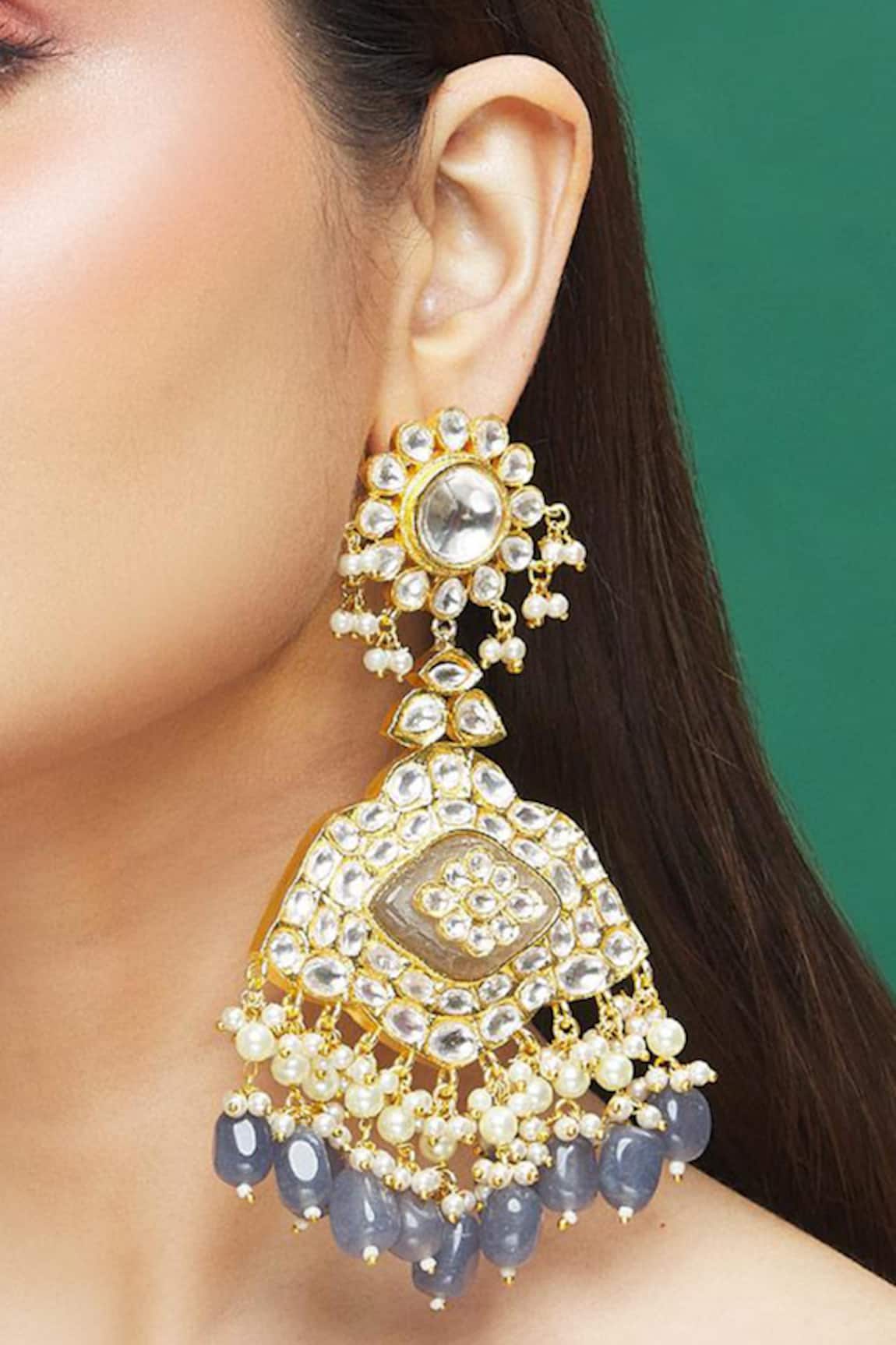 Moh-Maya by Disha Khatri Stone Embellished Dangler Earrings