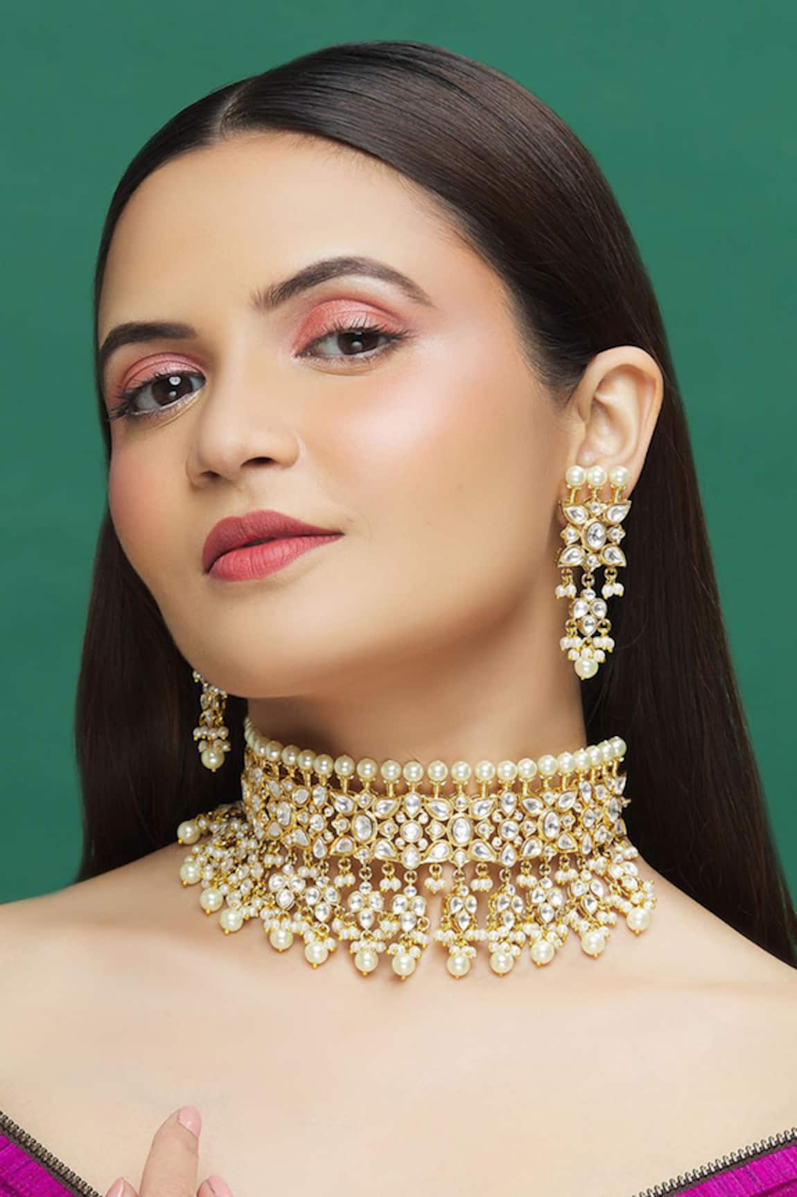 Moh-Maya By Disha Khatri Pearl Drop Choker Set 