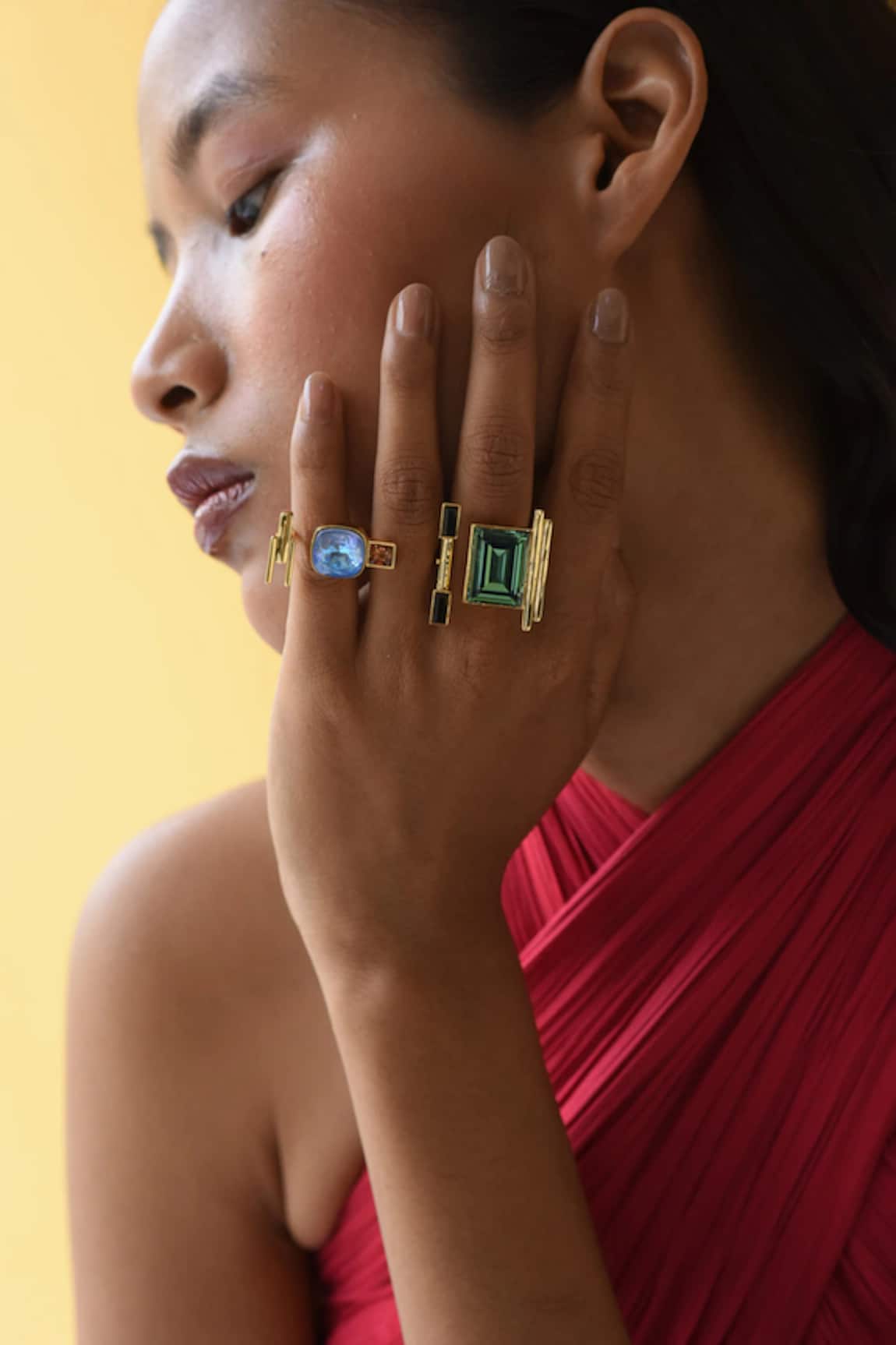 Esme by Aashna Dalmia Geometric Stone Embellished Ring 
